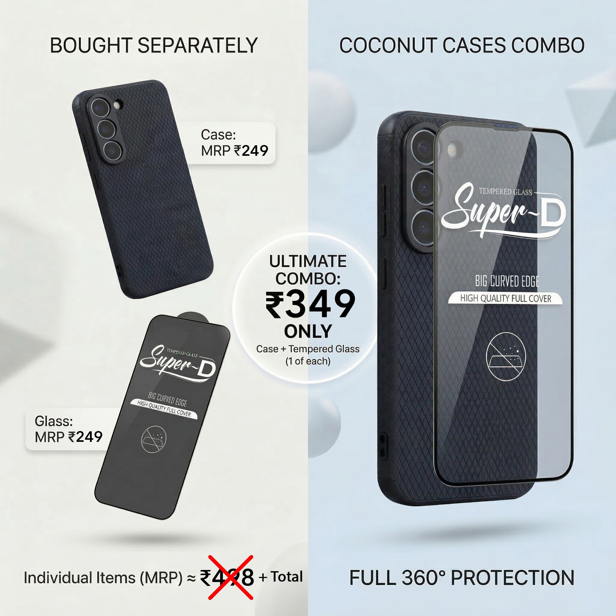 Liquid Silicone Camera Protection Side Grip Texture Soft and Flexible Cases Black With Glass.