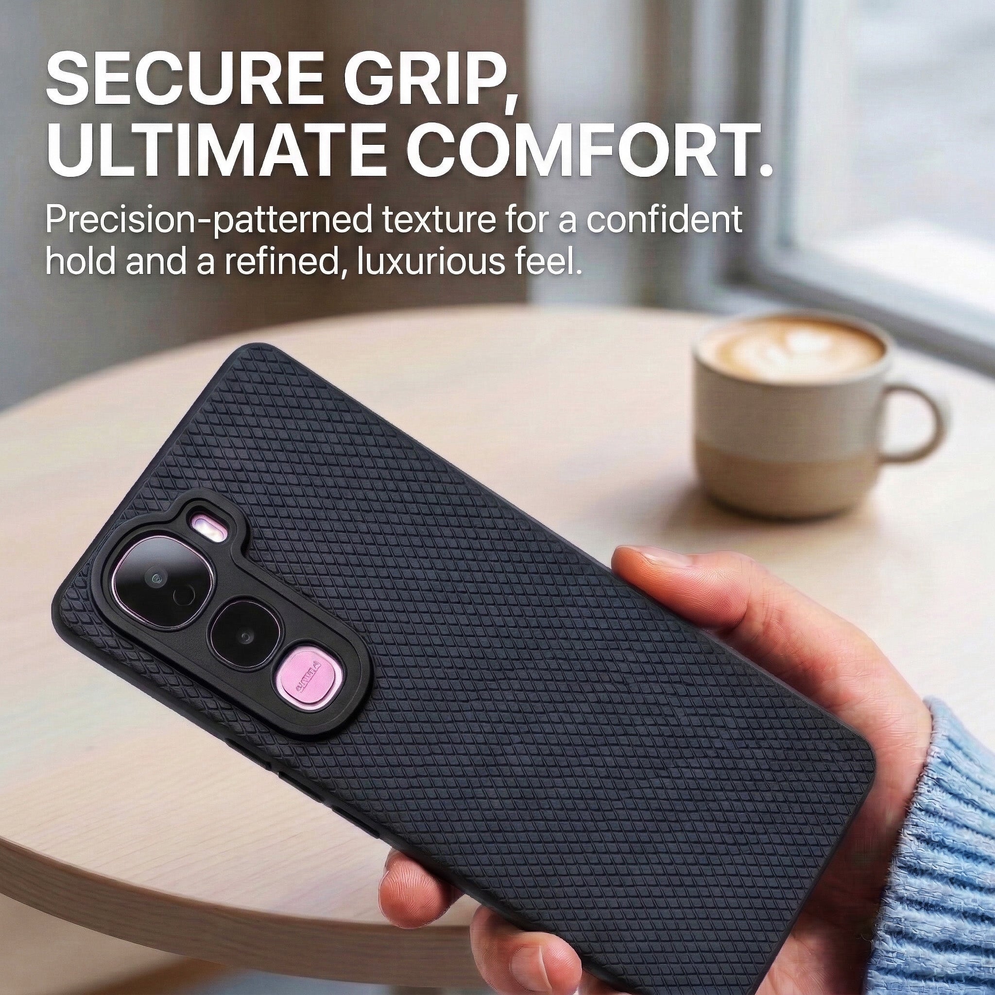 Liquid Silicone Camera Protection Side Grip Texture Soft and Flexible Cases Black With Glass.