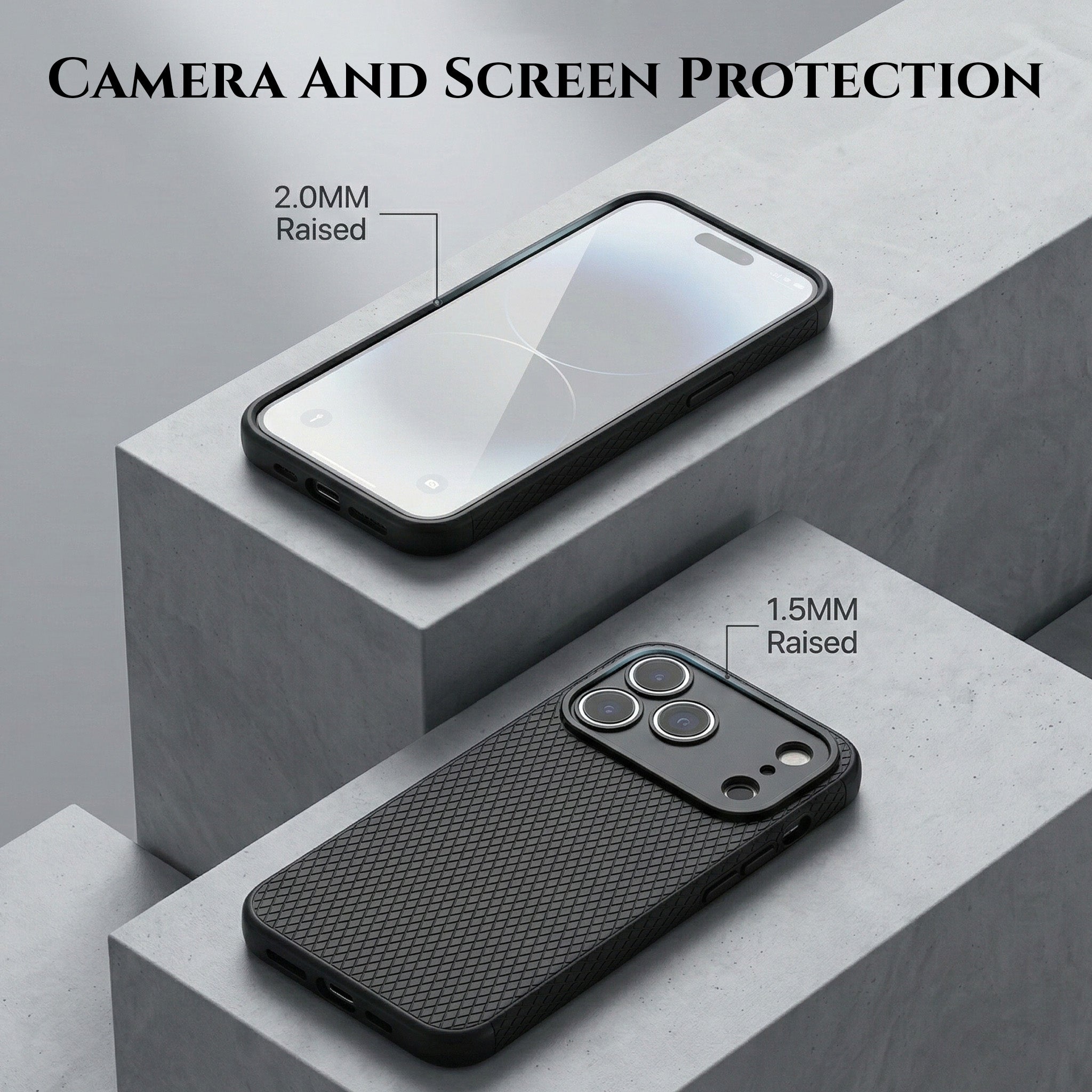 Liquid Silicone Camera Protection Side Grip Texture Soft and Flexible Cases Black With Glass.