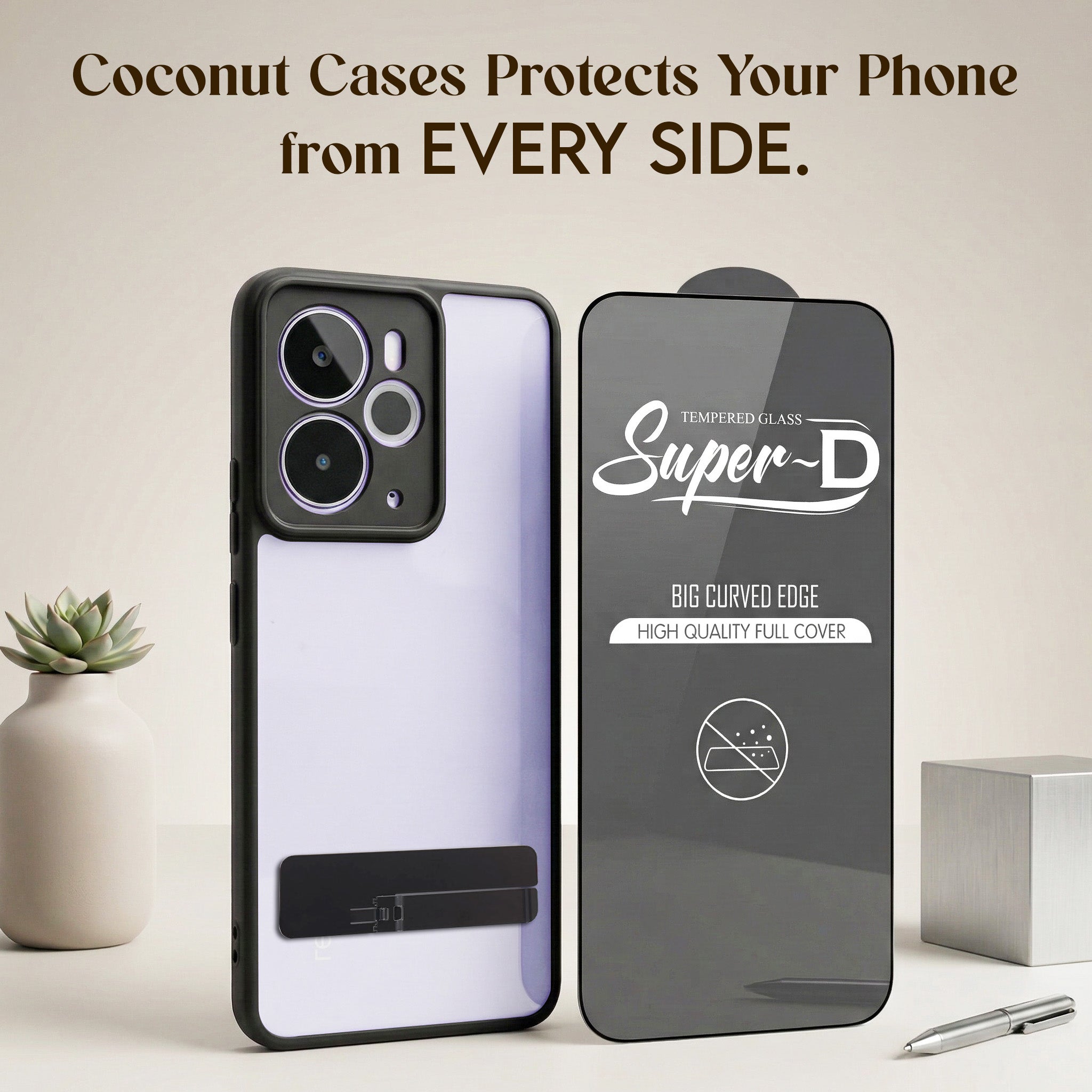 Built-in Stand Lifetime Anti Yellow Kickstand Shockproof and Camera Protection MagSafe Compatible Wth Glass.