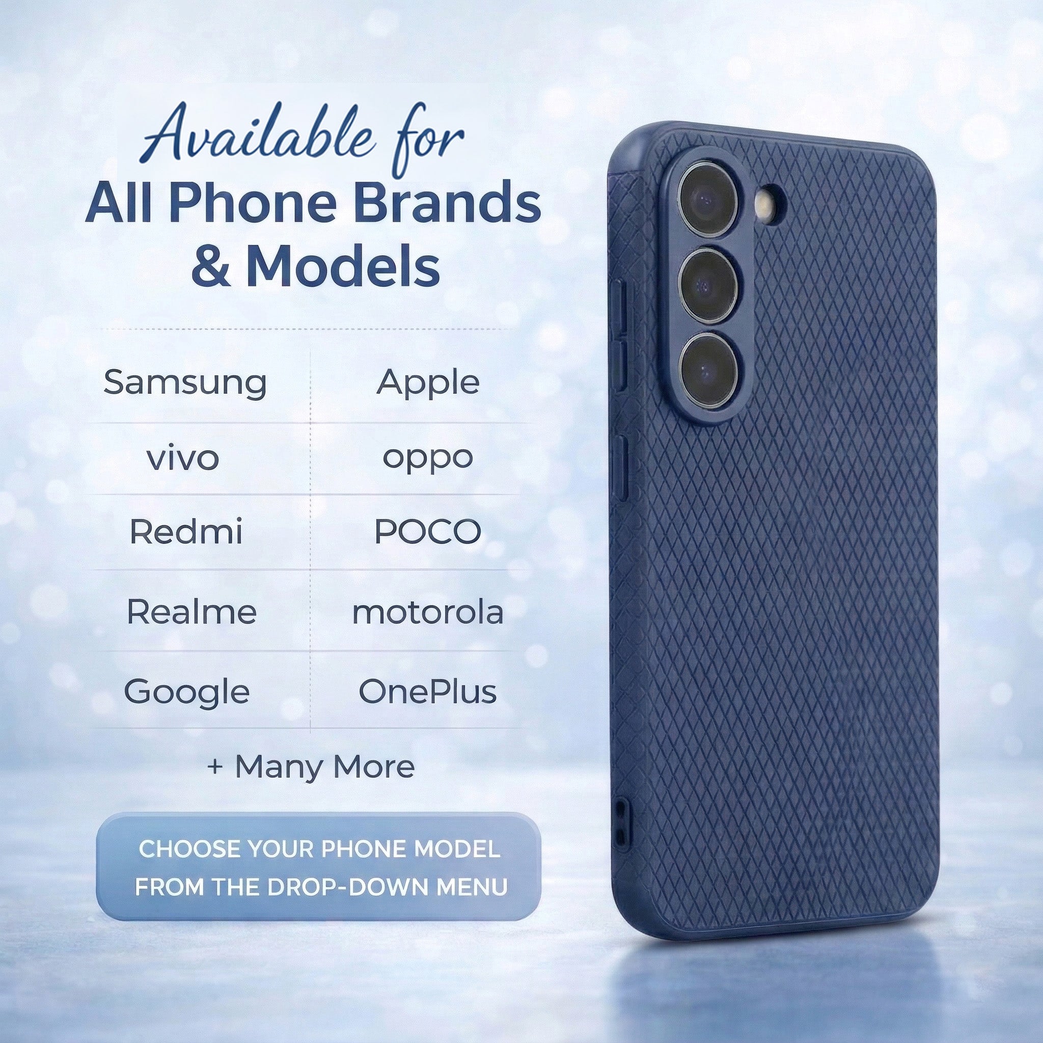 Liquid Silicone Camera Protection Side Grip Texture Soft and Flexible Cases Blue With Glass.