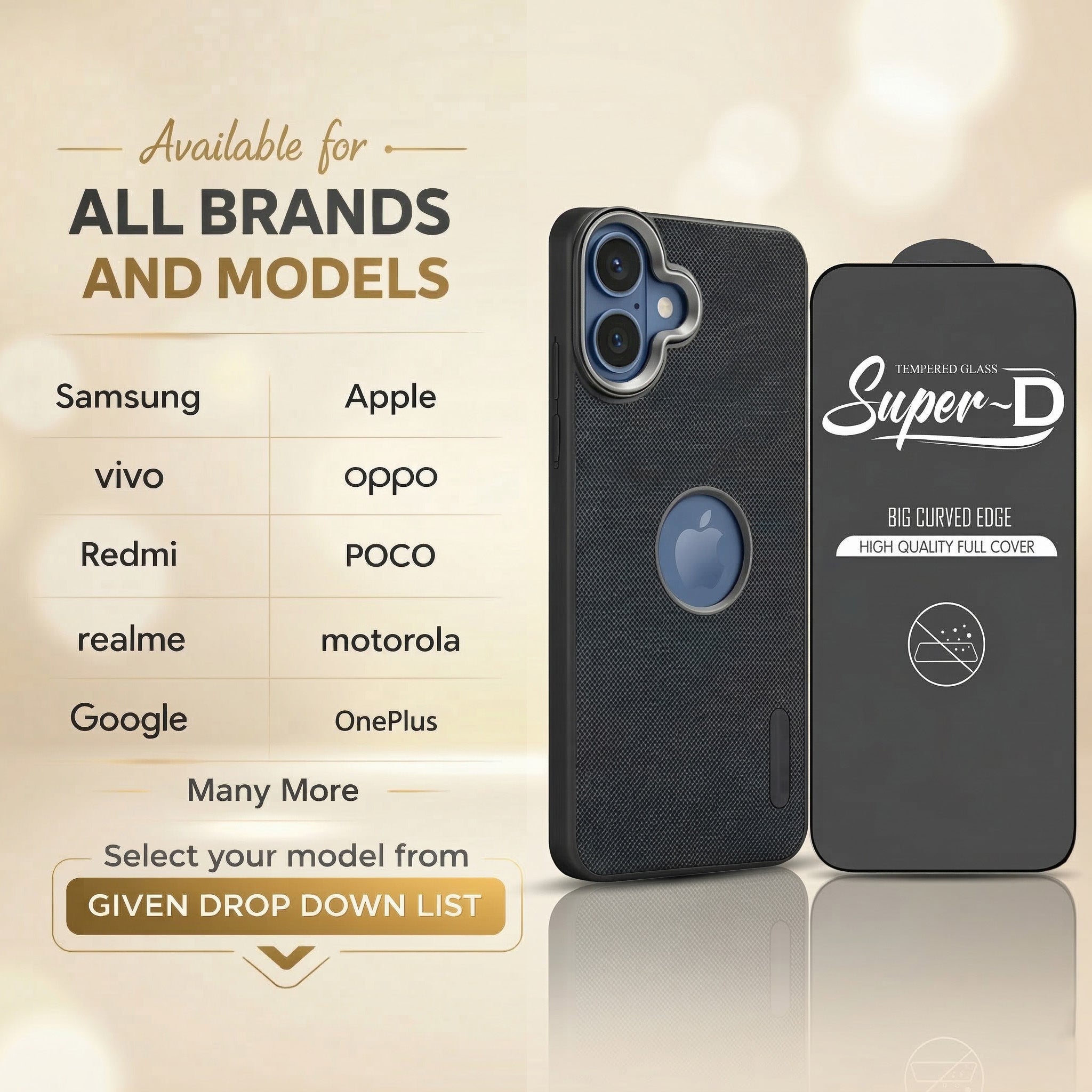 Textured Grip Design Slim and Light Weight Soft Touch and Feel Cases With Glass.
