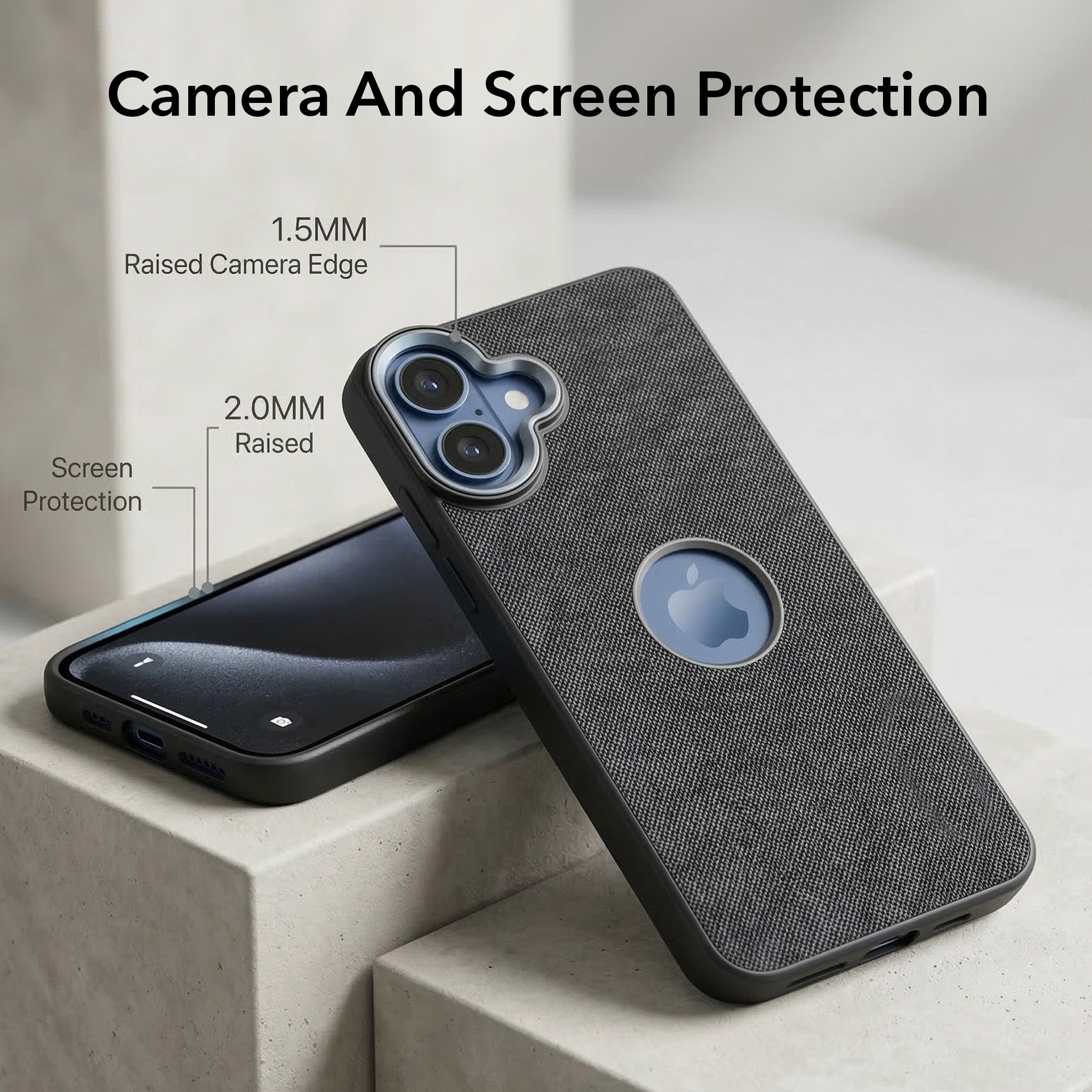 Textured Grip Design Slim and Light Weight Soft Touch and Feel Cases With Glass.