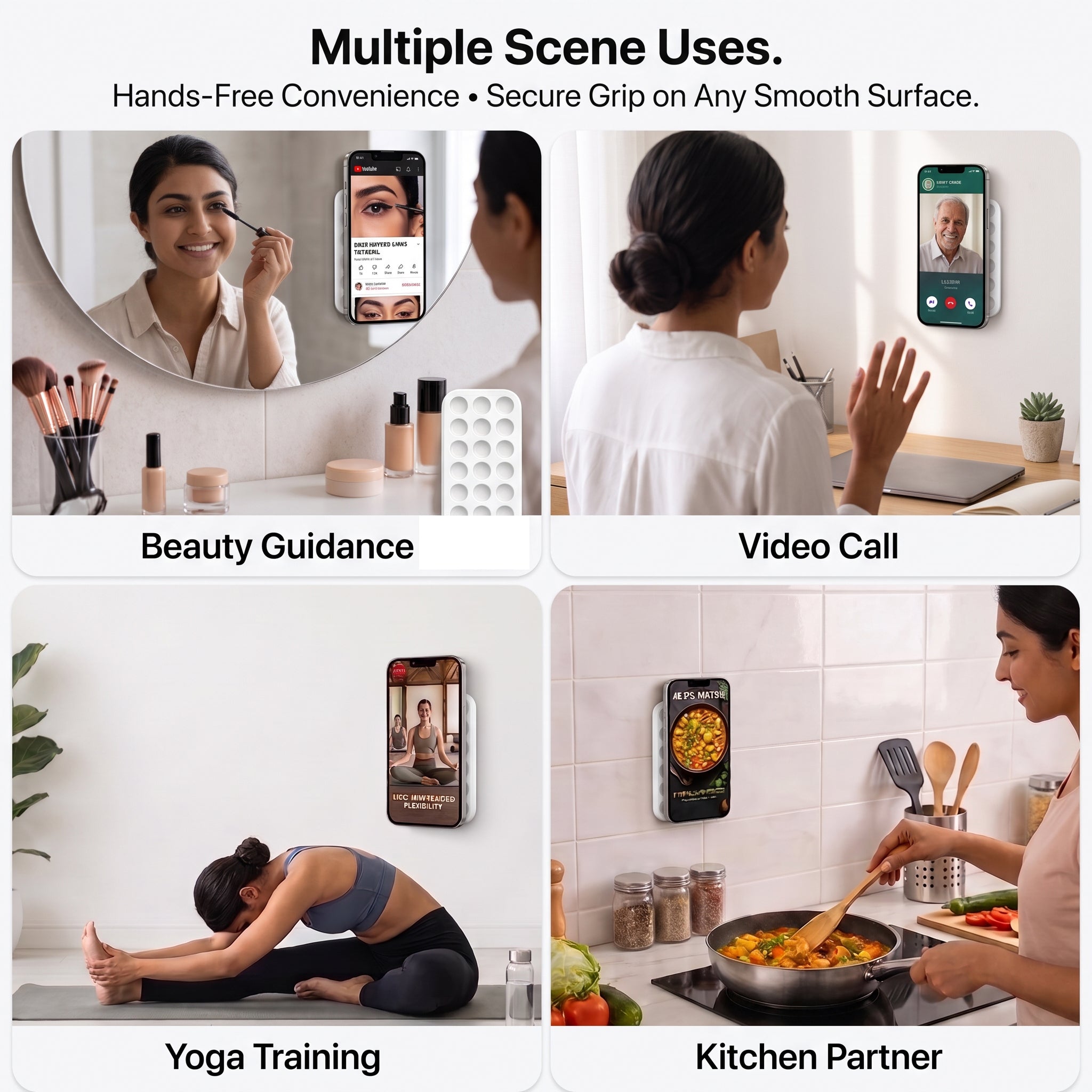 Double-Sided Silicone Suction Phone Holder | Reusable Phone Mount