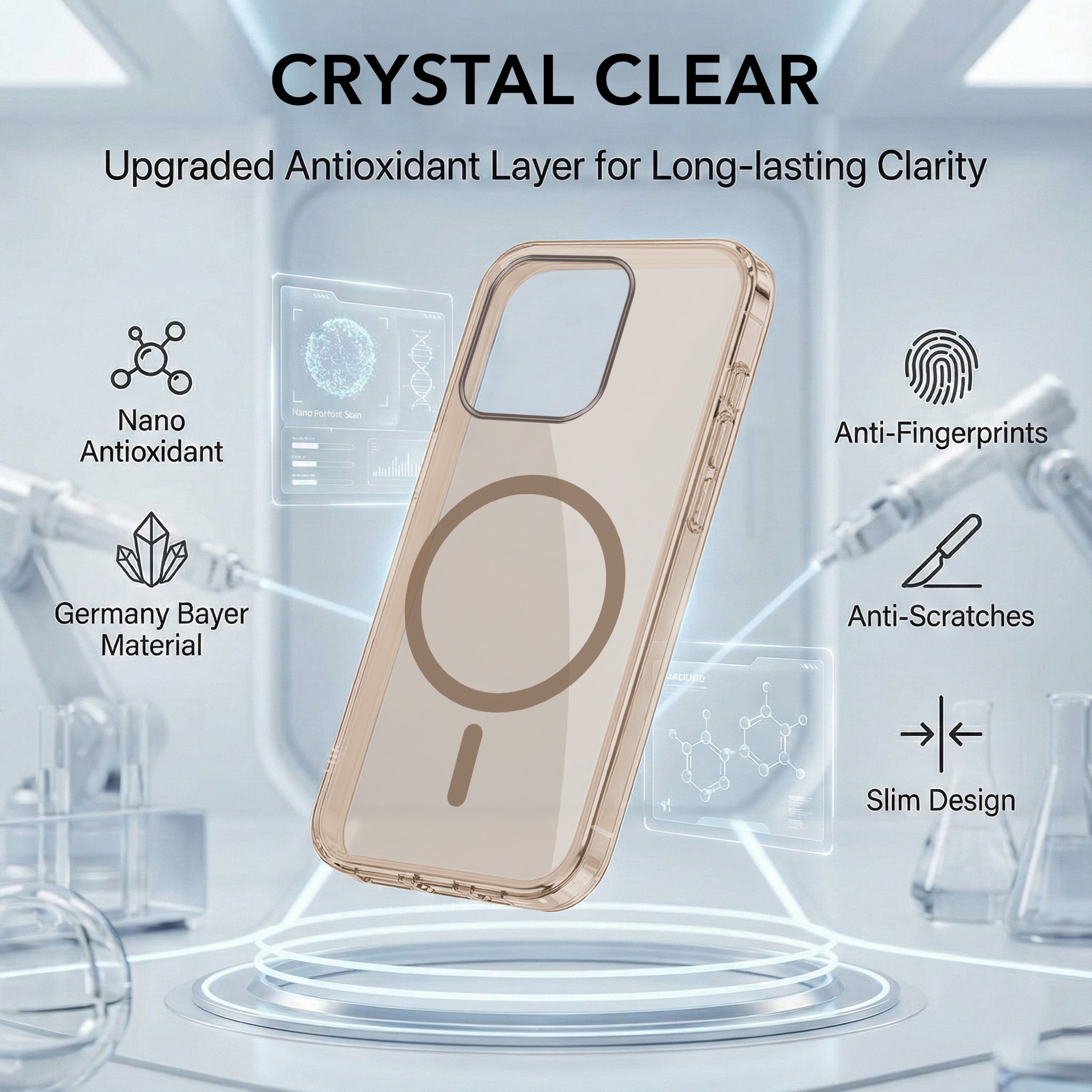 For Apple iPhone 16 Pro Max Back Cover Case Lifetime Anti-Yellow MagSafe Compatible Clear(Sleek Hard Crystal | Camera Protection and Shockproof)