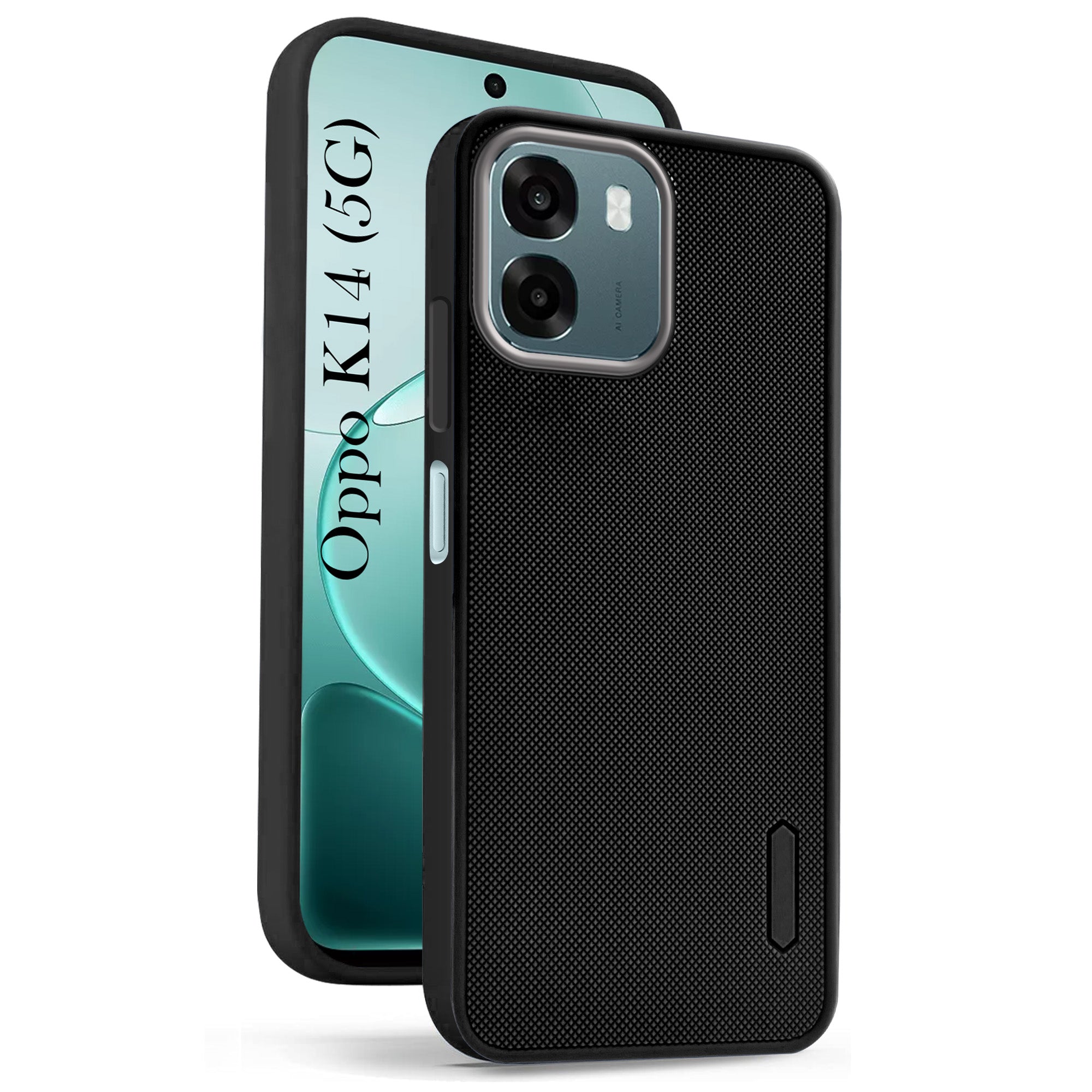 For Oppo A6 & Oppo K14 Back Cover Case Rubberised (Textured Grip Design | Micro-Fiber Cloth Inside | Slim and Light Weight | Soft Touch and Feel)