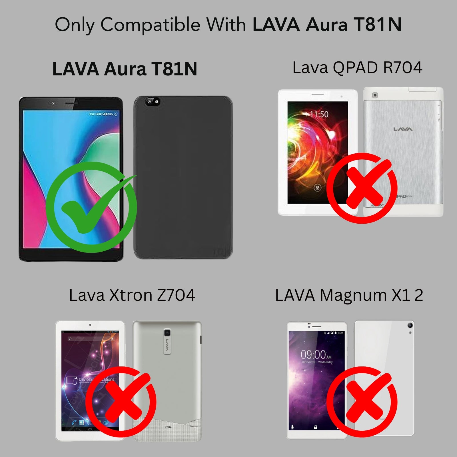 For Flip Cover Folio Case Lava Aura T81N  (UPGOVT) 8 Inch (PU Leather | Multi-Angle Smart Stand | Card Storage Slots | Silicone Back Pouch)