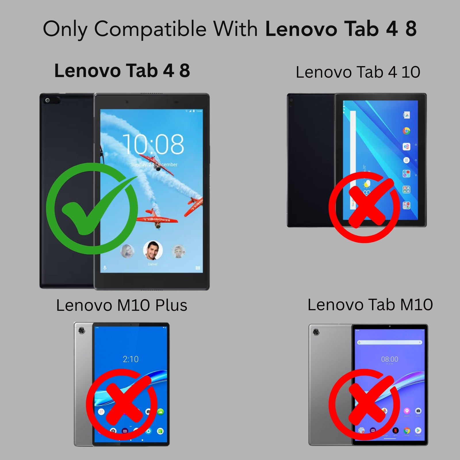 For Lenovo Tab 4 8 8 Inch TB-8504X/8504F Flip Cover Folio Case (PU Leather | Multi-Angle Smart Stand | Card Storage Slots | Silicone Back Pouch)