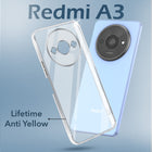 For Redmi A3 2024 | Redmi A3x Back Cover Case Lifetime Anti-Yellow Clear (Sleek Hard Crystal | Shockproof and Camera Protection)