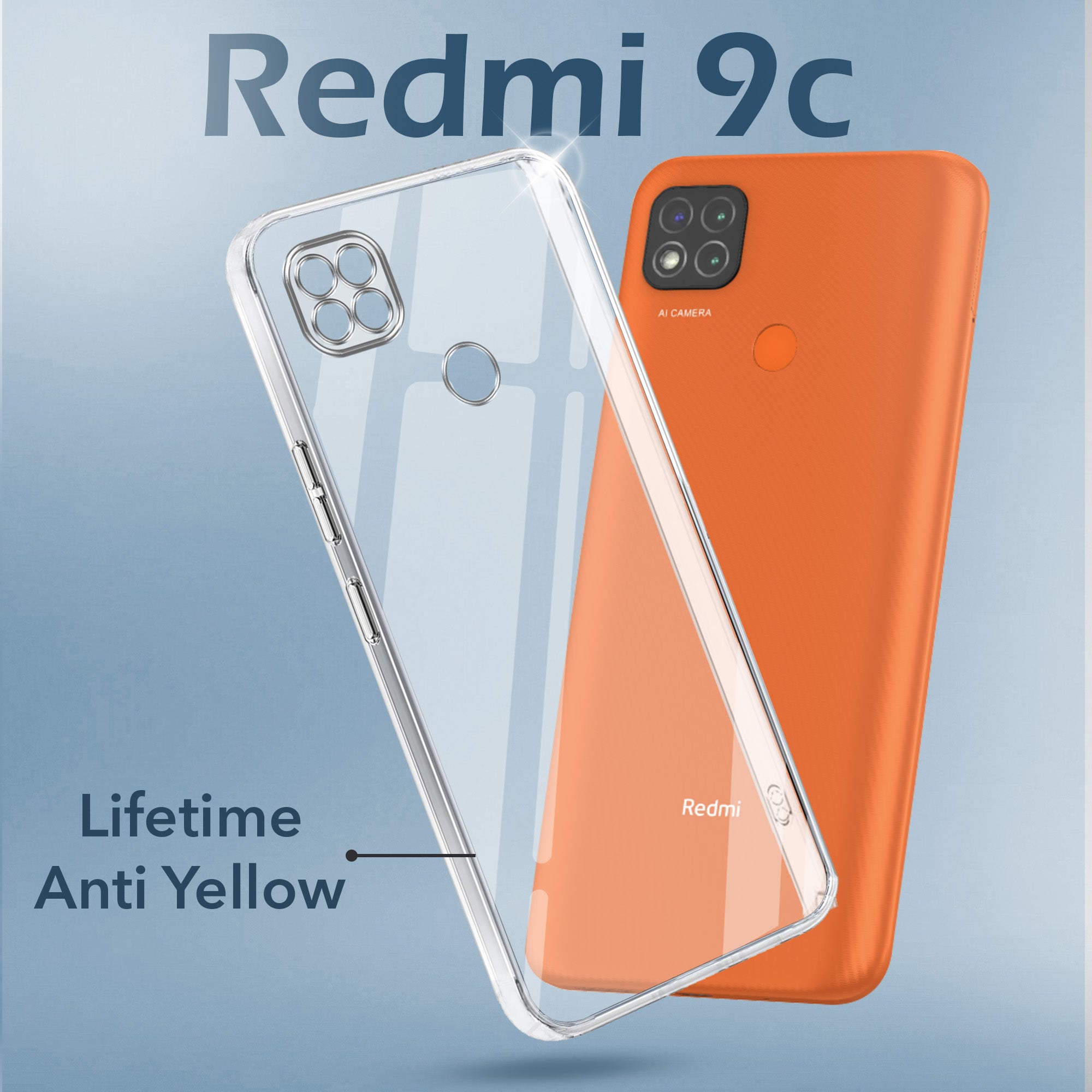For Redmi 9C Back Cover Case (Hard Anti Yellow Clear Case | Drop & Camera Protection | Shockproof Polycarbonate)
