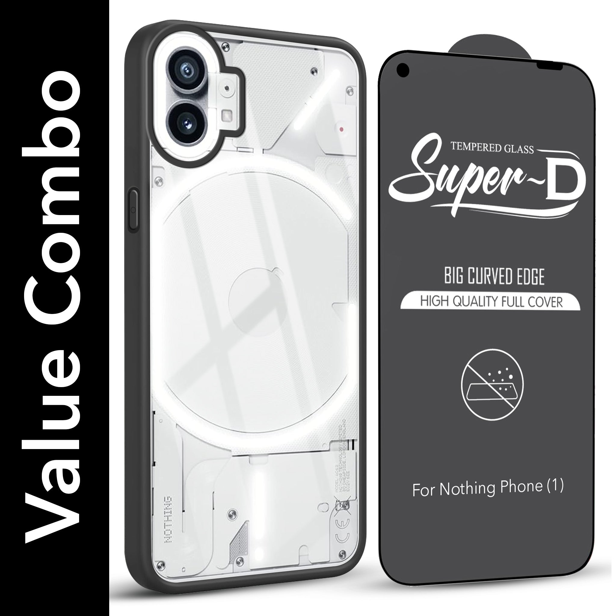 For Nothing Phone 1 (Combo with Back Cover and 9H Tempered Glass (Lifetime Anti-Yellow | Crystal Clear Shockproof | Oleophobic Coating Screen Glass)