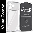 For Oppo F33 Pro Combo with Back Cover and 9H Tempered Glass (Lifetime Anti-Yellow | Sleek Hard Crystal | Oleophobic Coating Screen Glass)