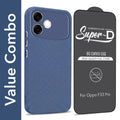 For Oppo F33 Pro 5G Combo with Back Cover and 9H Tempered Glass (Liquid Silicone | Camera Protection | Oleophobic Coating Screen Glass)