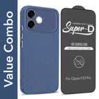 For Oppo F33 Pro 5G Combo with Back Cover and 9H Tempered Glass (Liquid Silicone | Camera Protection | Oleophobic Coating Screen Glass)