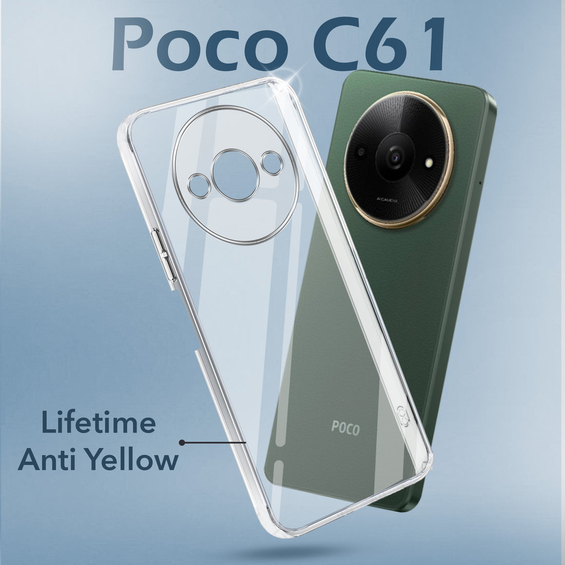 For Xiaomi Poco C61 Back Cover Case (Hard Anti Yellow Clear Case | Drop & Camera Protection | Shockproof Polycarbonate)