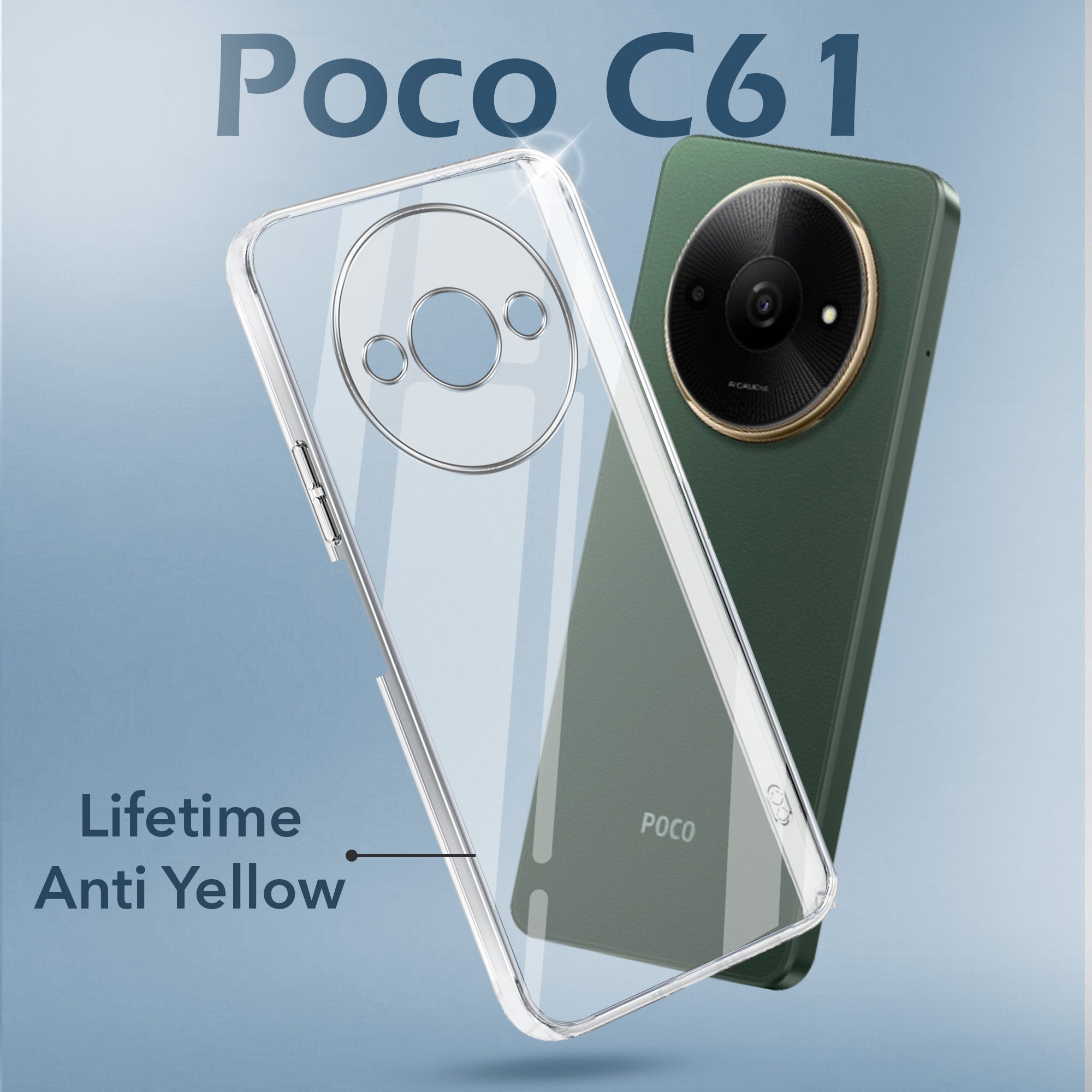 For Xiaomi Poco C61 Back Cover Case (Hard Anti Yellow Clear Case | Drop & Camera Protection | Shockproof Polycarbonate)