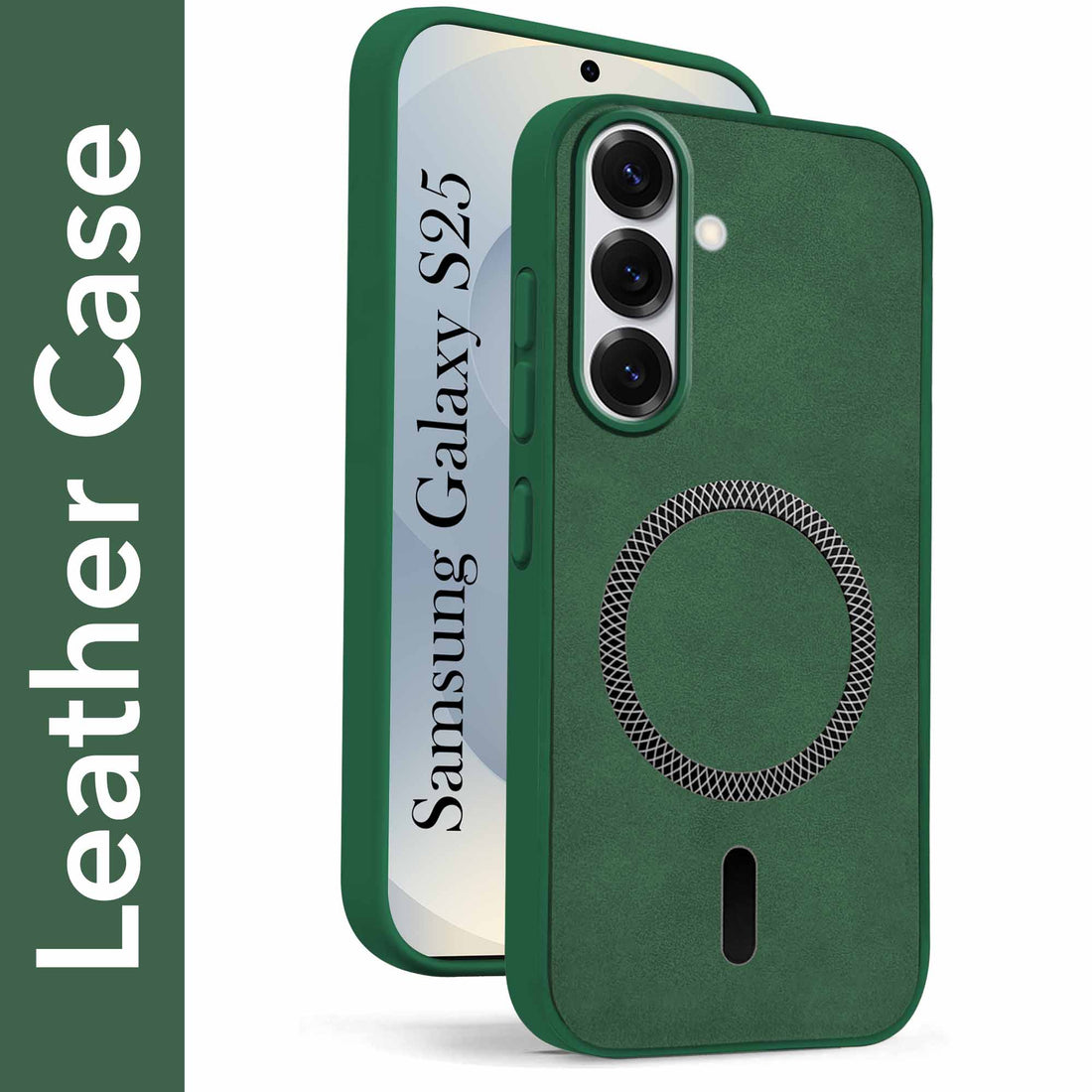For Samsung Galaxy S25 Back Cover Case (Sleek Leather Finish | MagSafe Compatible Wireless Charging | Camera Bump Protection)