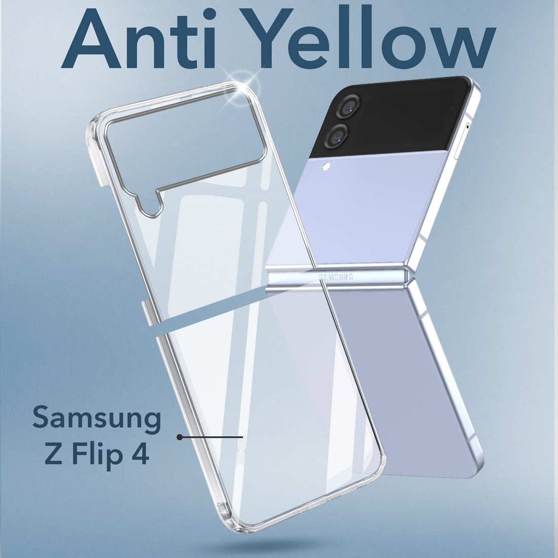 For Samsung Galaxy Z Flip 4 5G Back Cover Case (Hard Anti Yellow Clear Case | Sleek Hard Crystal Clear | Drop & Camera Protection | Shockproof