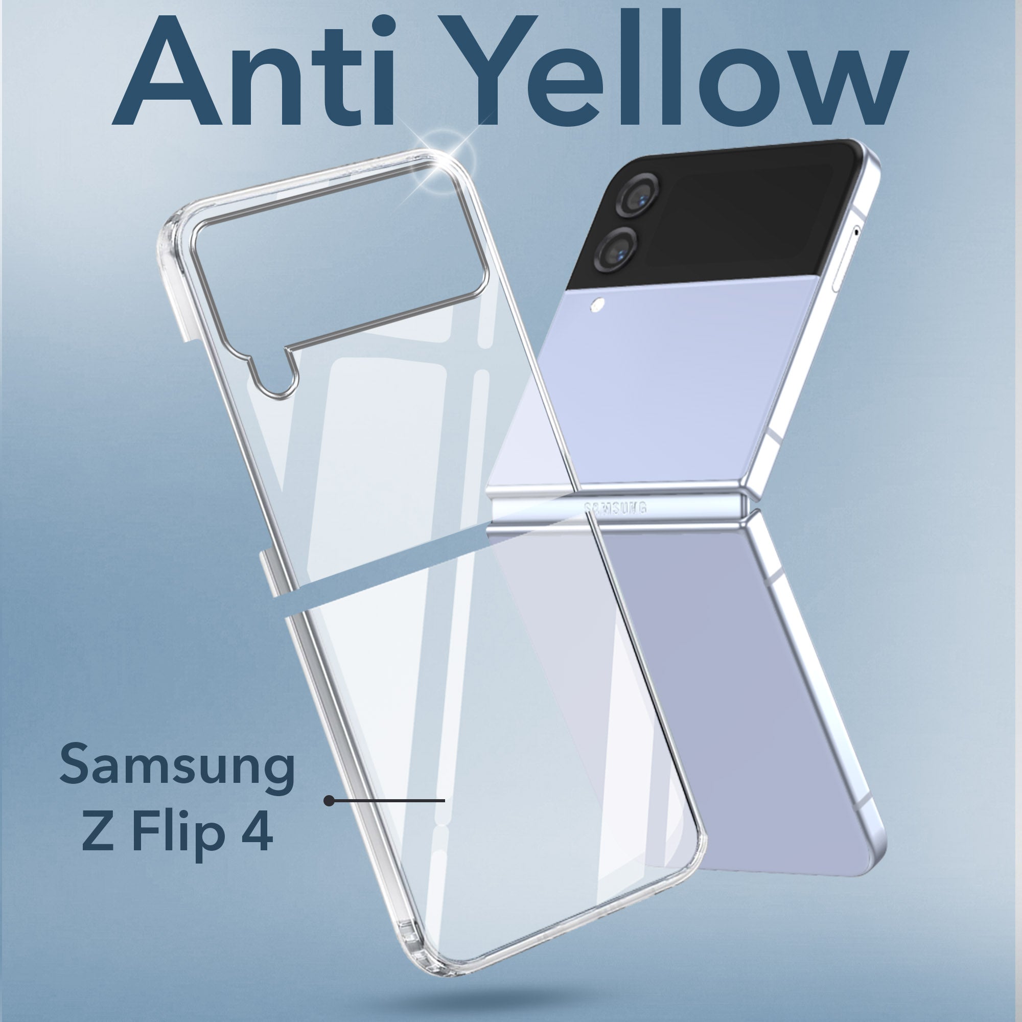 For Samsung Galaxy Z Flip 4 5G Back Cover Case (Hard Anti Yellow Clear Case | Sleek Hard Crystal Clear | Drop & Camera Protection | Shockproof