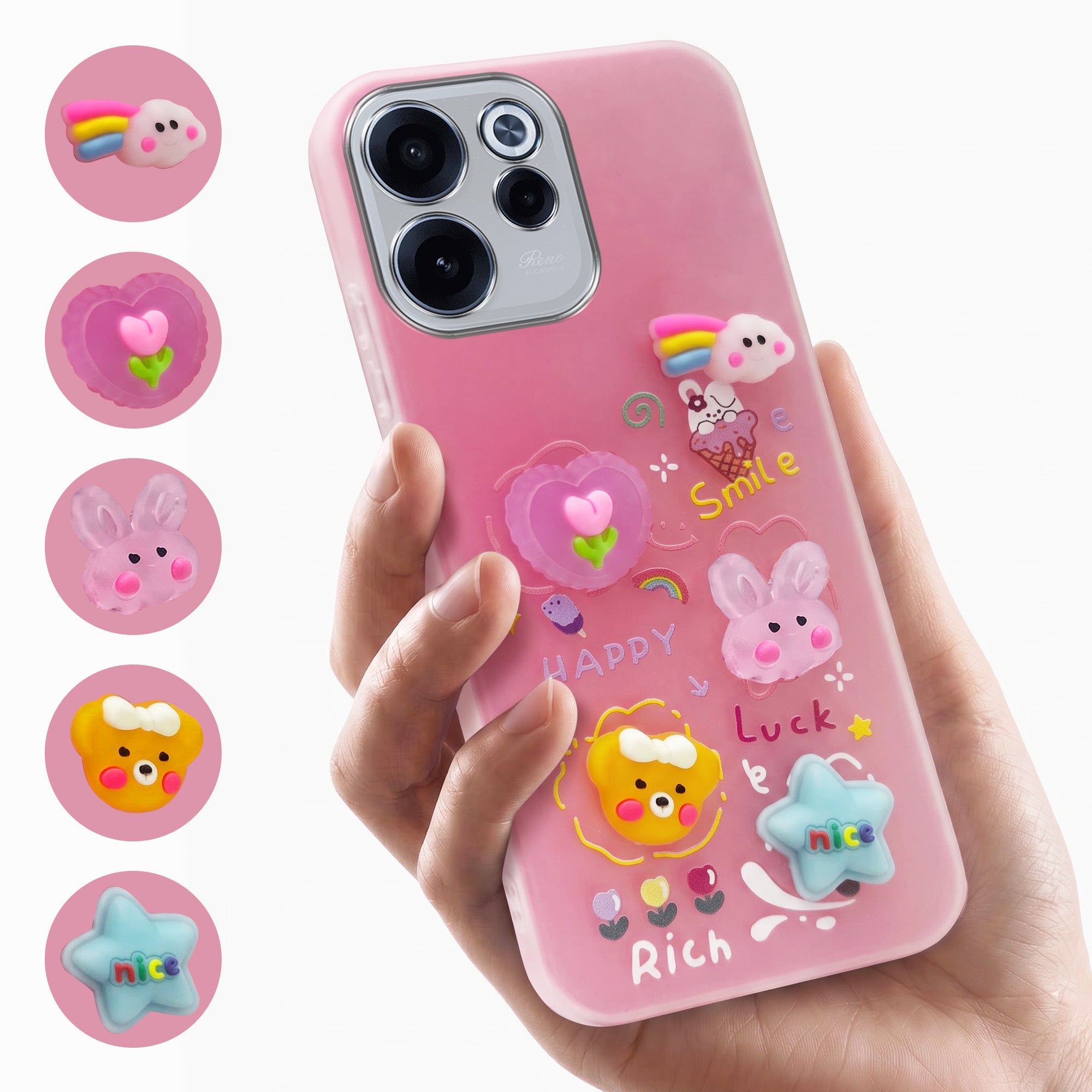 For Oppo Reno 15c Back Cover Case (3D Cute Cartoons | Hard Back Side Soft | Matte Premium Finish | HD Printing)