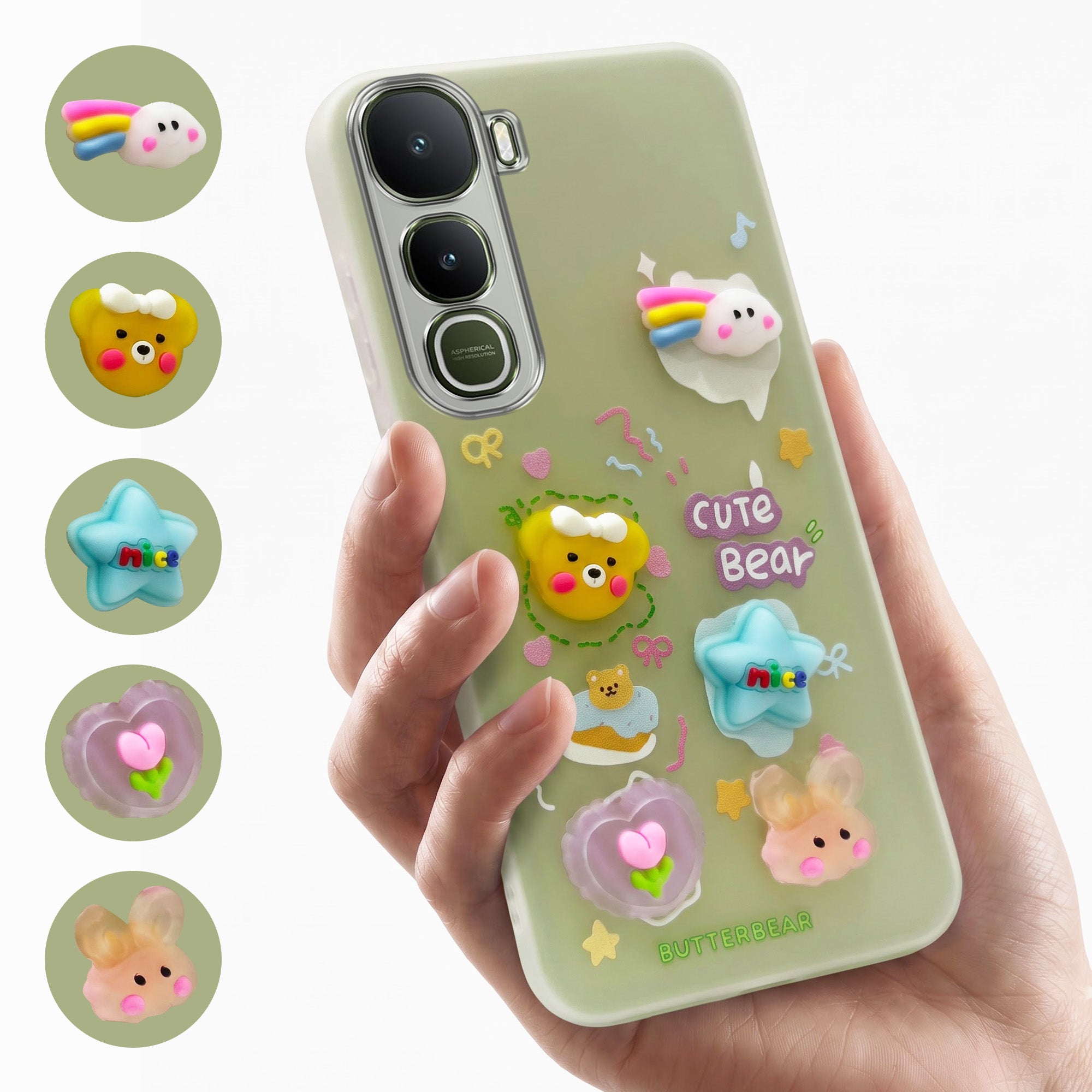 For Vivo Y400 Back Cover Case (3D Cute Cartoons | Hard Back Side Soft | Matte Premium Finish | HD Printing)