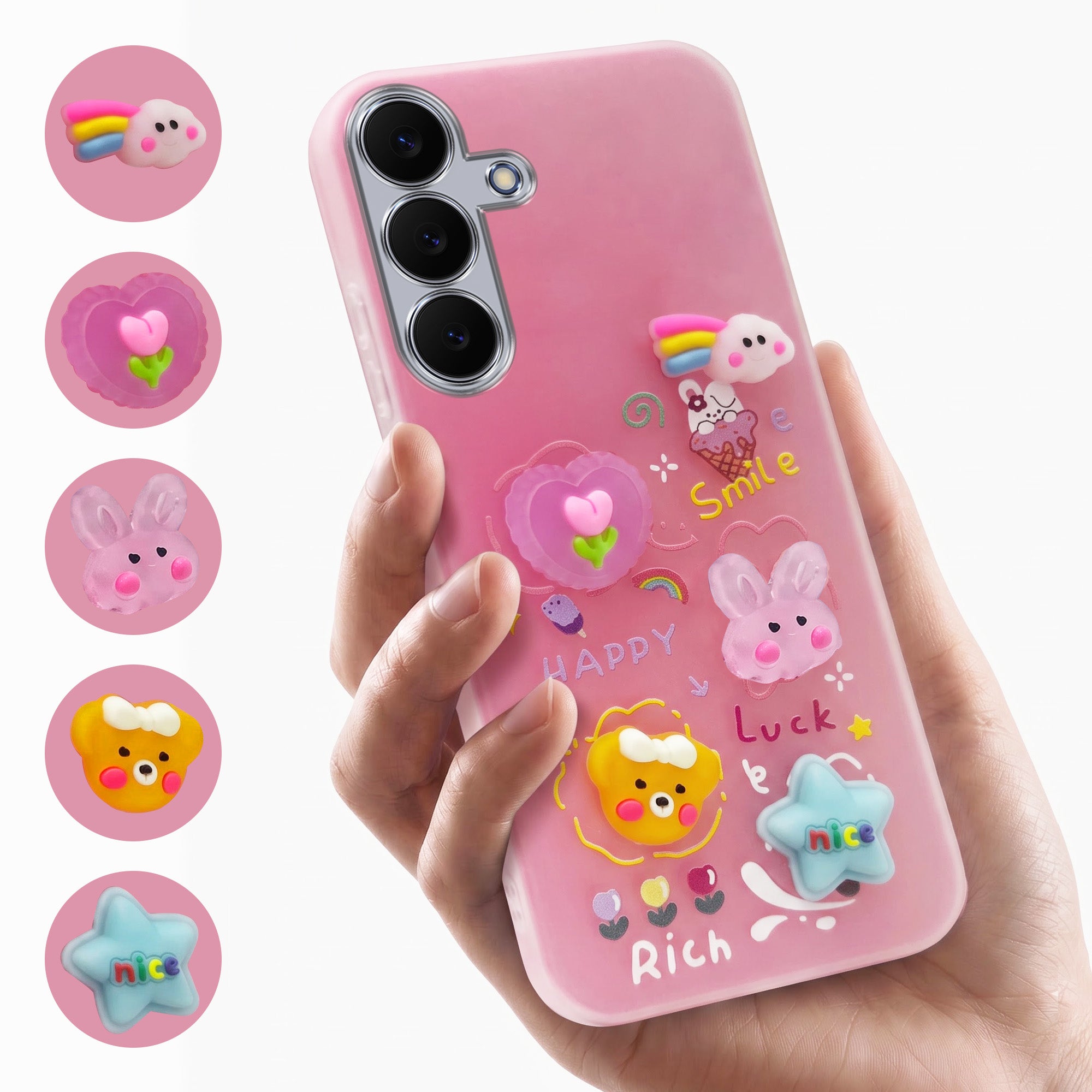 For Samsung Galaxy S25 FE Back Cover Case (3D Cute Cartoons | Hard Back Side Soft | Matte Premium Finish | HD Printing)
