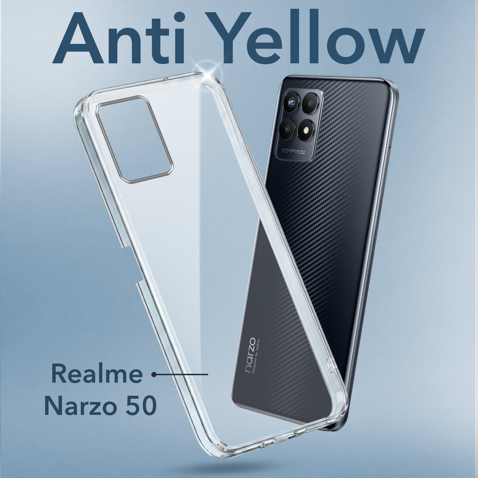 For Realme Narzo 50 Back Cover Case (Hard Anti Yellow Clear Case | Drop & Camera Protection | Shockproof Polycarbonate)