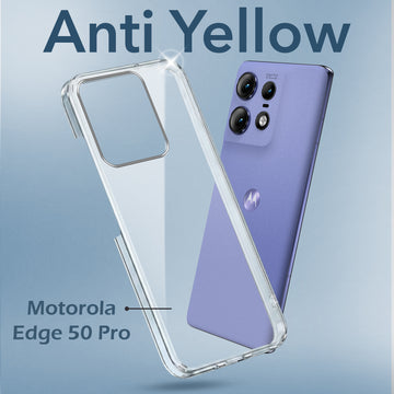For Motorola Moto Edge 50 Pro Back Cover (Hard Anti Yellow Clear Case | Drop & Camera Protection | Shockproof Polycarbonate)