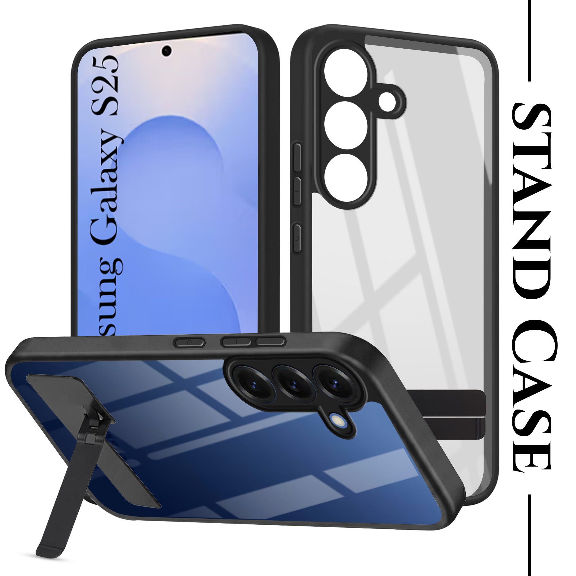 For Samsung Galaxy S25 Back Cover Case (Built-in Stand | Lifetime Anti Yellow | Kickstand Shockproof | Camera Protection | MagSafe Compatible)