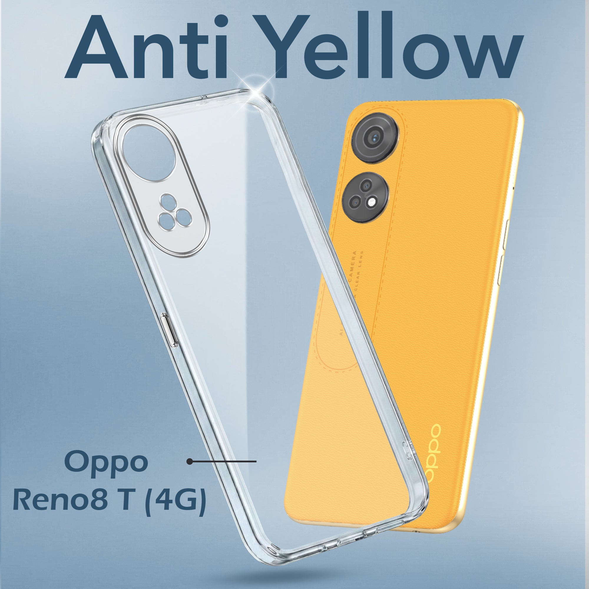 For Oppo Reno 8T Back Cover Case (Hard Anti Yellow Clear Case | Sleek Hard Crystal Clear | Drop & Camera Protection | Shockproof Polycarbonate)