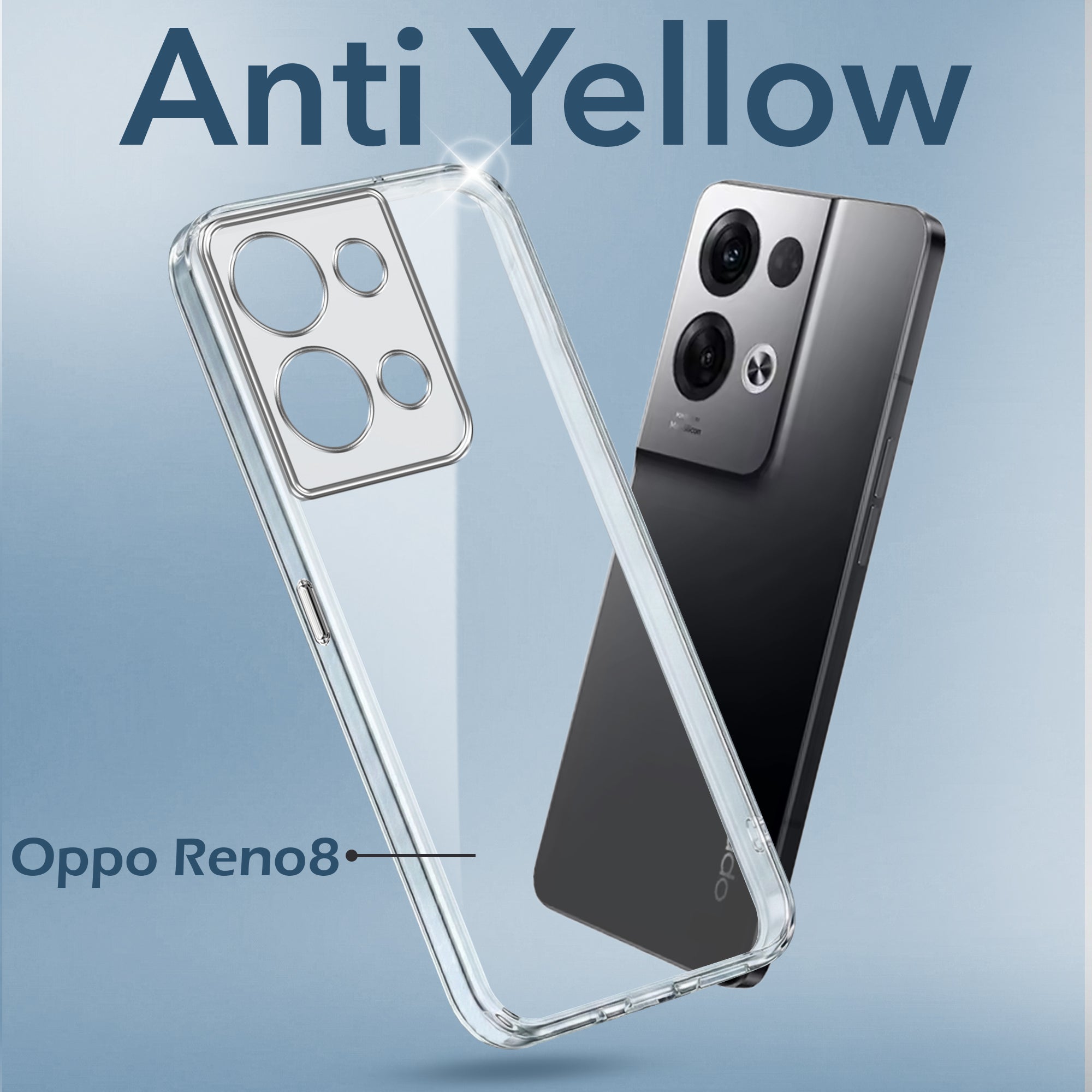 For Oppo Reno 8 5G Back Cover Case (Hard Anti Yellow Clear Case | Drop & Camera Protection | Shockproof Polycarbonate)