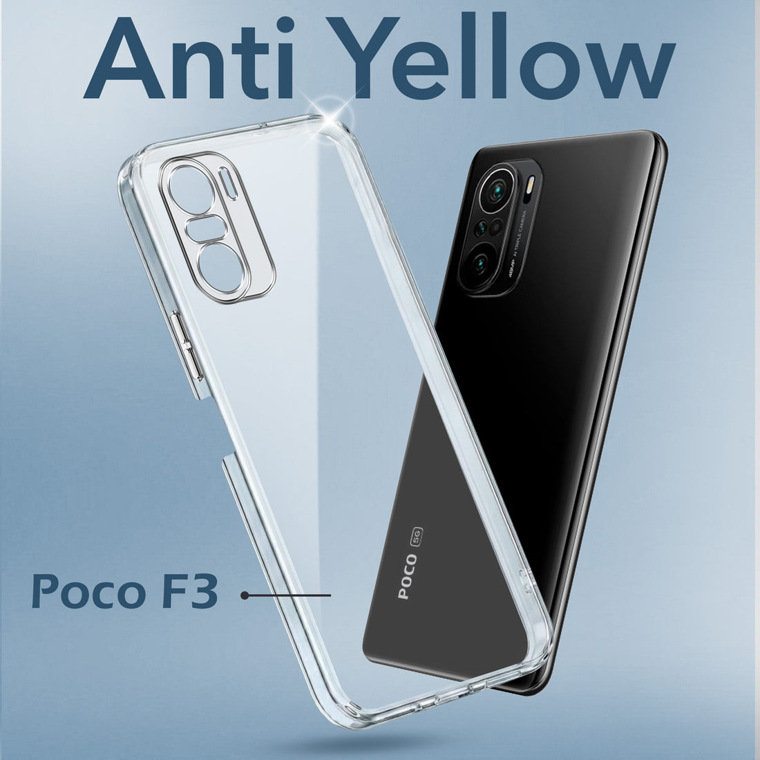 For Poco F3 Back Cover Case (Hard Anti Yellow Clear Case | Drop & Camera Protection | Shockproof Polycarbonate)