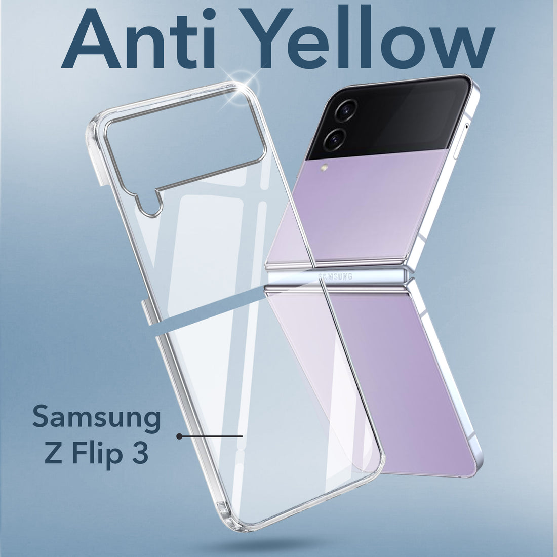 For Samsung Galaxy Z Flip 3 5G Back Cover Case (Hard Anti Yellow Clear Case | Sleek Hard Crystal Clear | Drop & Camera Protection | Shockproof