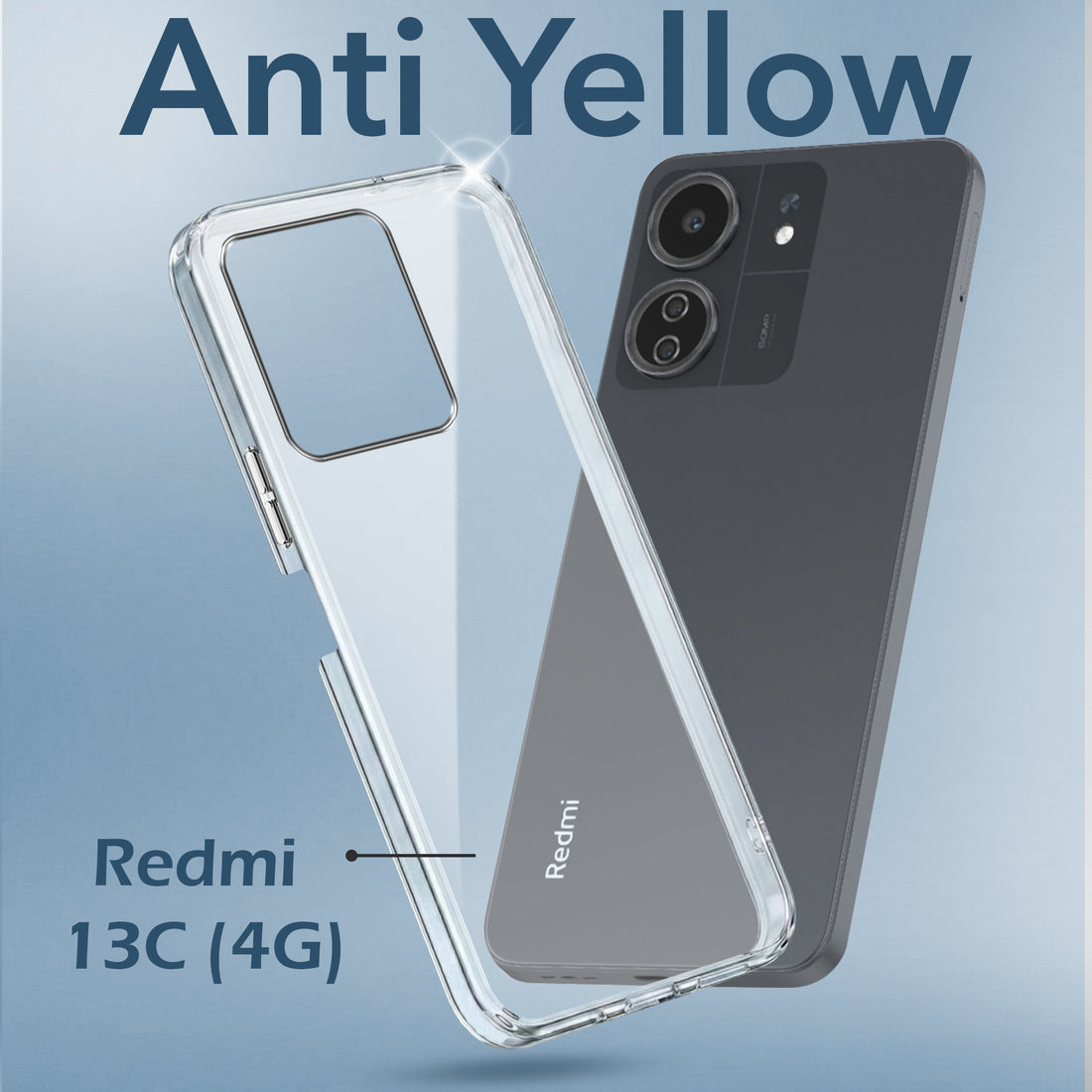 For Xiaomi Redmi 13C 4G Back Cover Case (Hard Anti Yellow Clear Case | Drop & Camera Protection | Shockproof Polycarbonate)