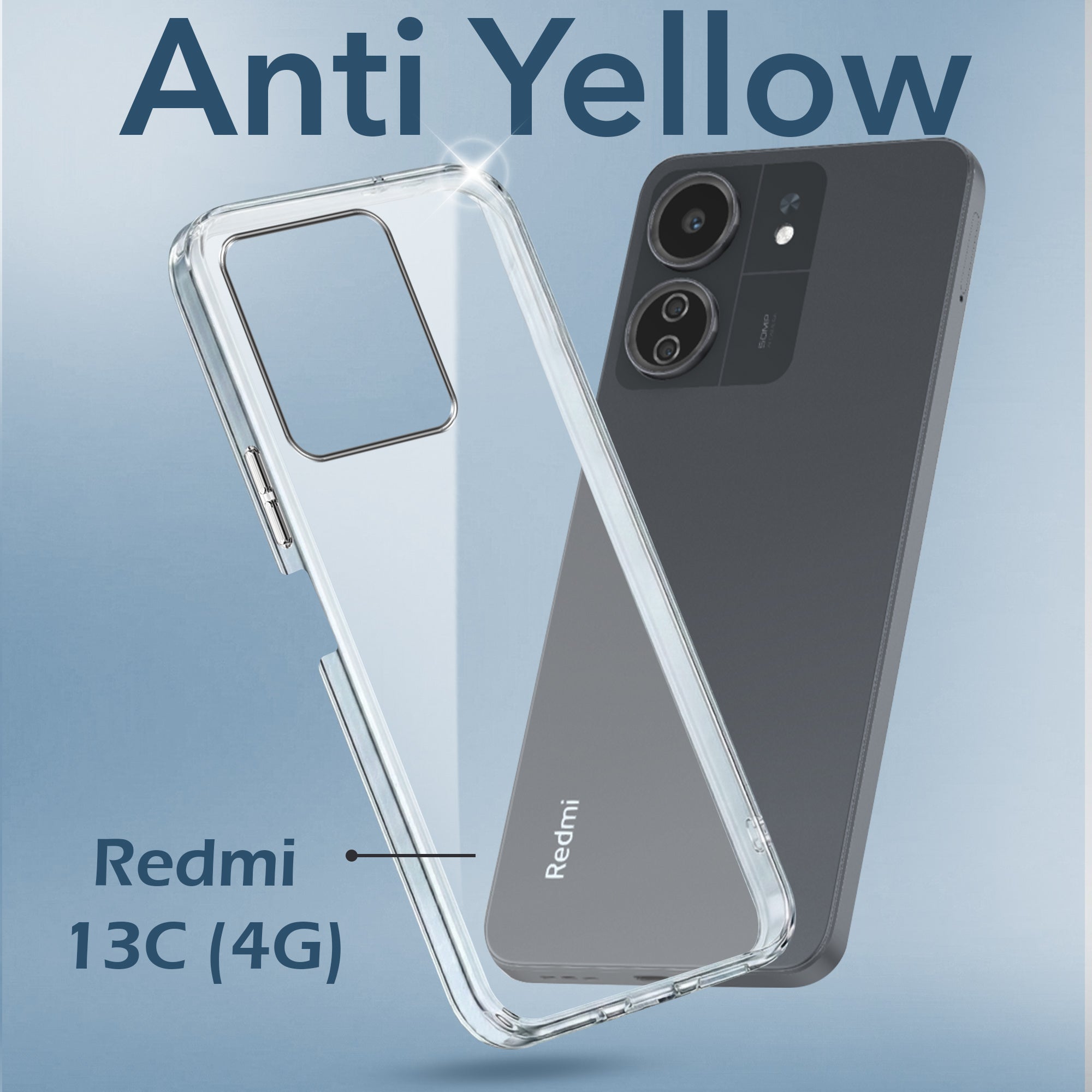 For Xiaomi Redmi 13C 4G Back Cover Case (Hard Anti Yellow Clear Case | Drop & Camera Protection | Shockproof Polycarbonate)