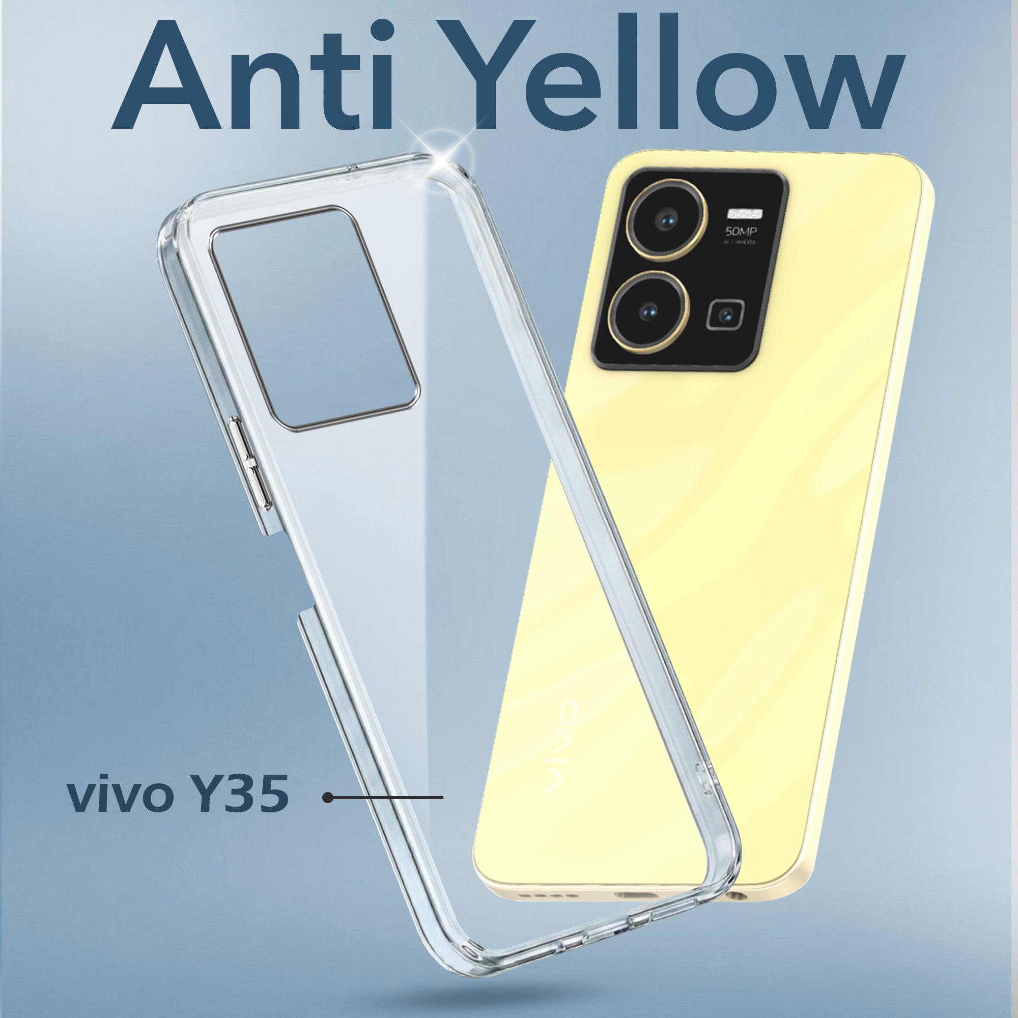 For Vivo Y35 Back Cover Case (Hard Anti Yellow Clear Case | Drop & Camera Protection | Shockproof Polycarbonate)