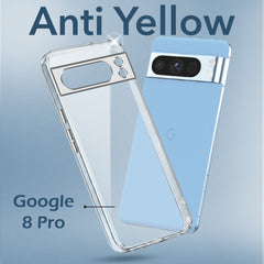 For Google Pixel 8 Pro Back Cover Case (Hard Anti Yellow Clear Case | Sleek Hard Crystal Clear | Drop & Camera Protection | Shockproof Polycarbonate)