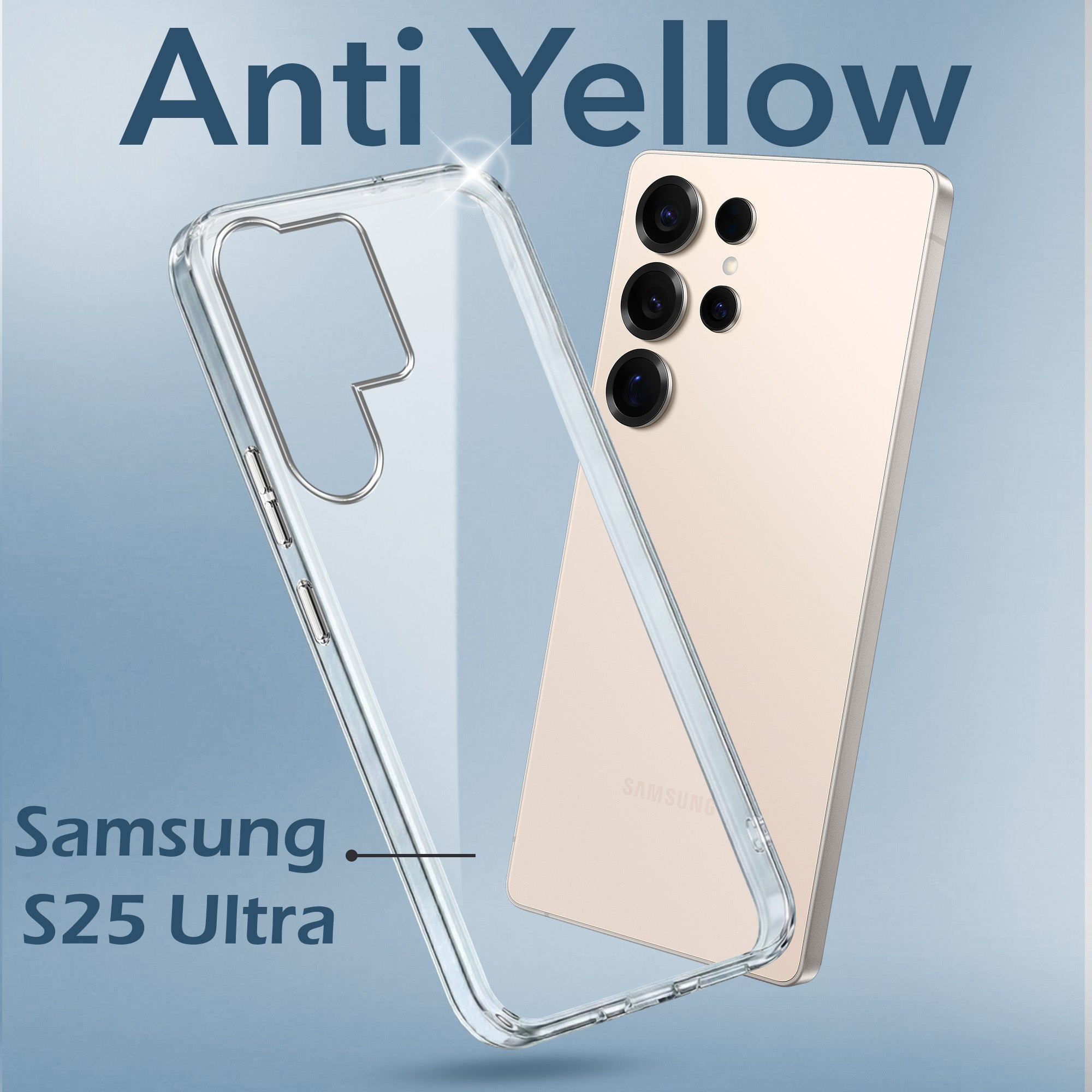 For Samsung Galaxy S25 Ultra Back Cover Case (Hard Anti Yellow Clear Case | Sleek Hard Crystal Clear | Drop & Camera Protection | Shockproof