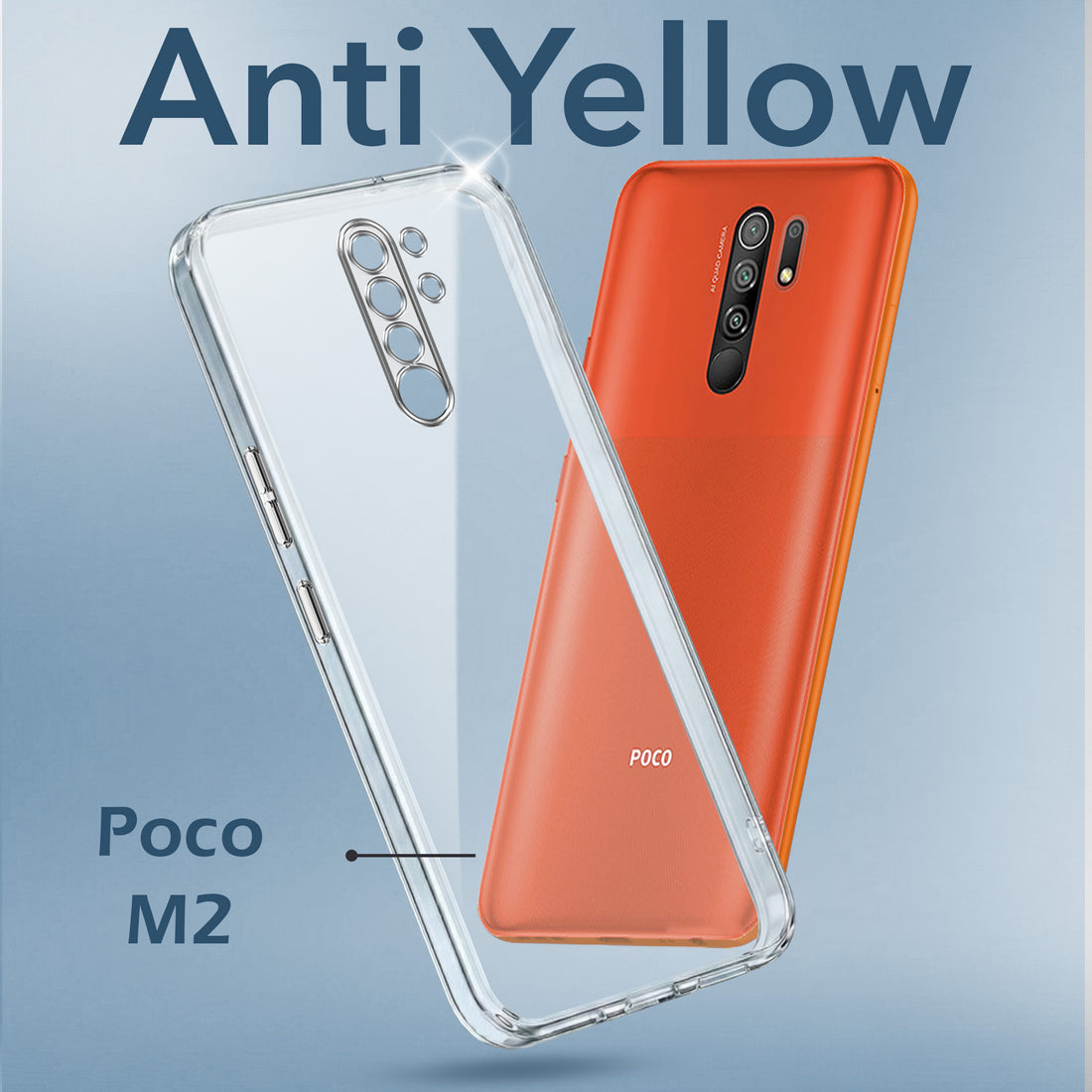 For Poco M2 Back Cover Case (Hard Anti Yellow Clear Case | Drop & Camera Protection | Shockproof Polycarbonate)