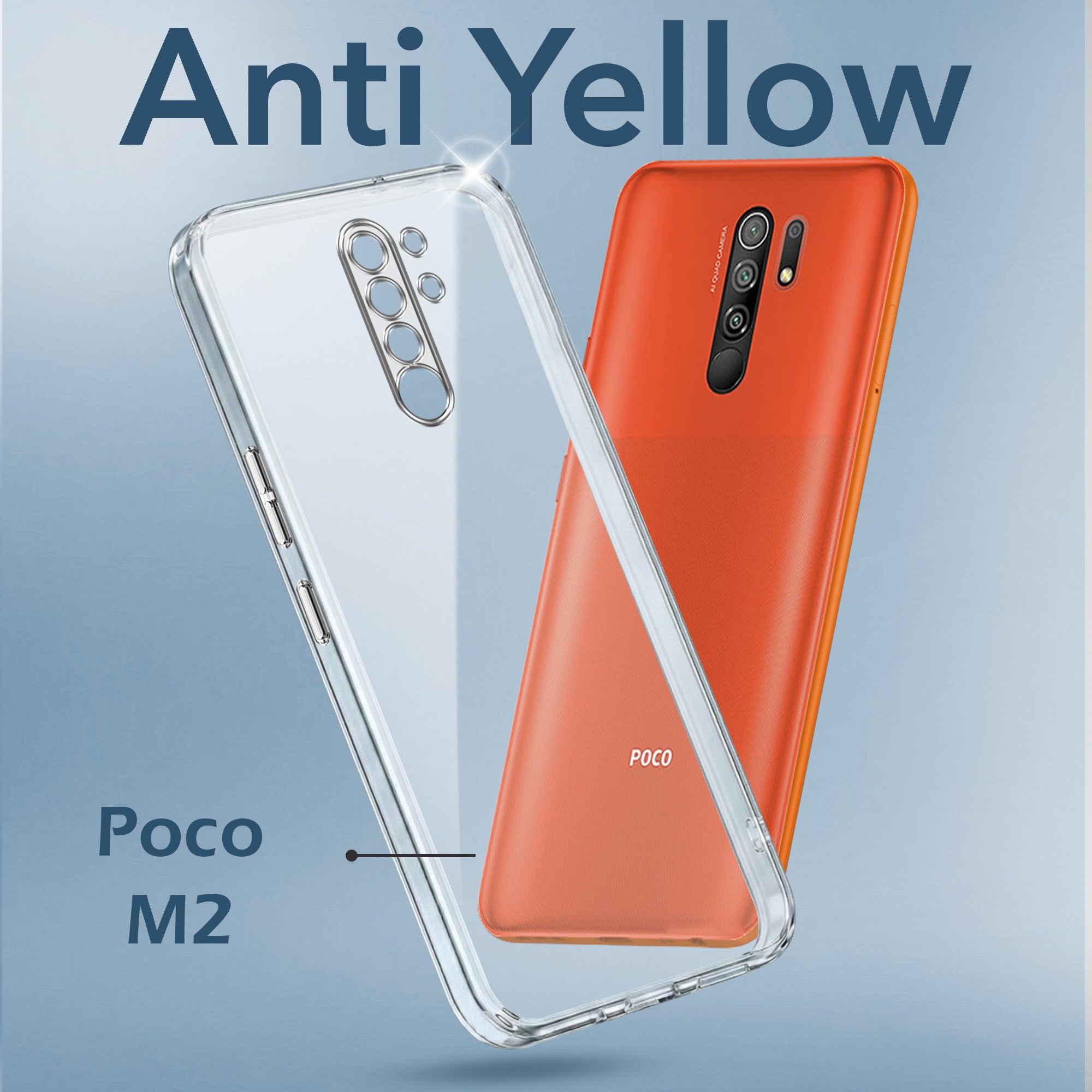 For Poco M2 Back Cover Case (Hard Anti Yellow Clear Case | Drop & Camera Protection | Shockproof Polycarbonate)