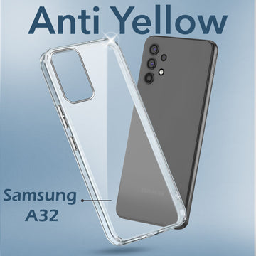 For Samsung Galaxy A32 4G Back Cover Case (Hard Anti Yellow Clear Case | Drop & Camera Protection | Shockproof Polycarbonate)