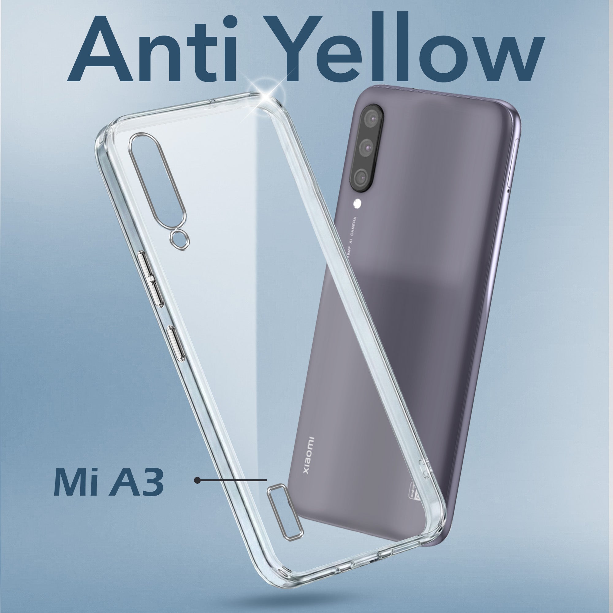 For Xiaomi Mi A3 | Xiaomi Redmi Mi A3 Lifetime Anti-Yellow Clear Back Cover Case (Sleek Hard Crystal | Shockproof and Camera Protection)