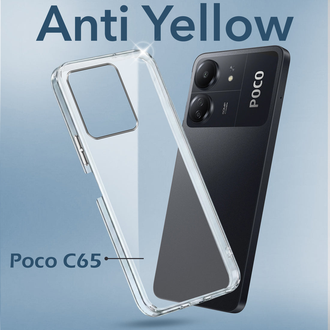 For Poco C65  Back Cover Case (Hard Anti Yellow Clear Case | Drop & Camera Protection | Shockproof Polycarbonate)