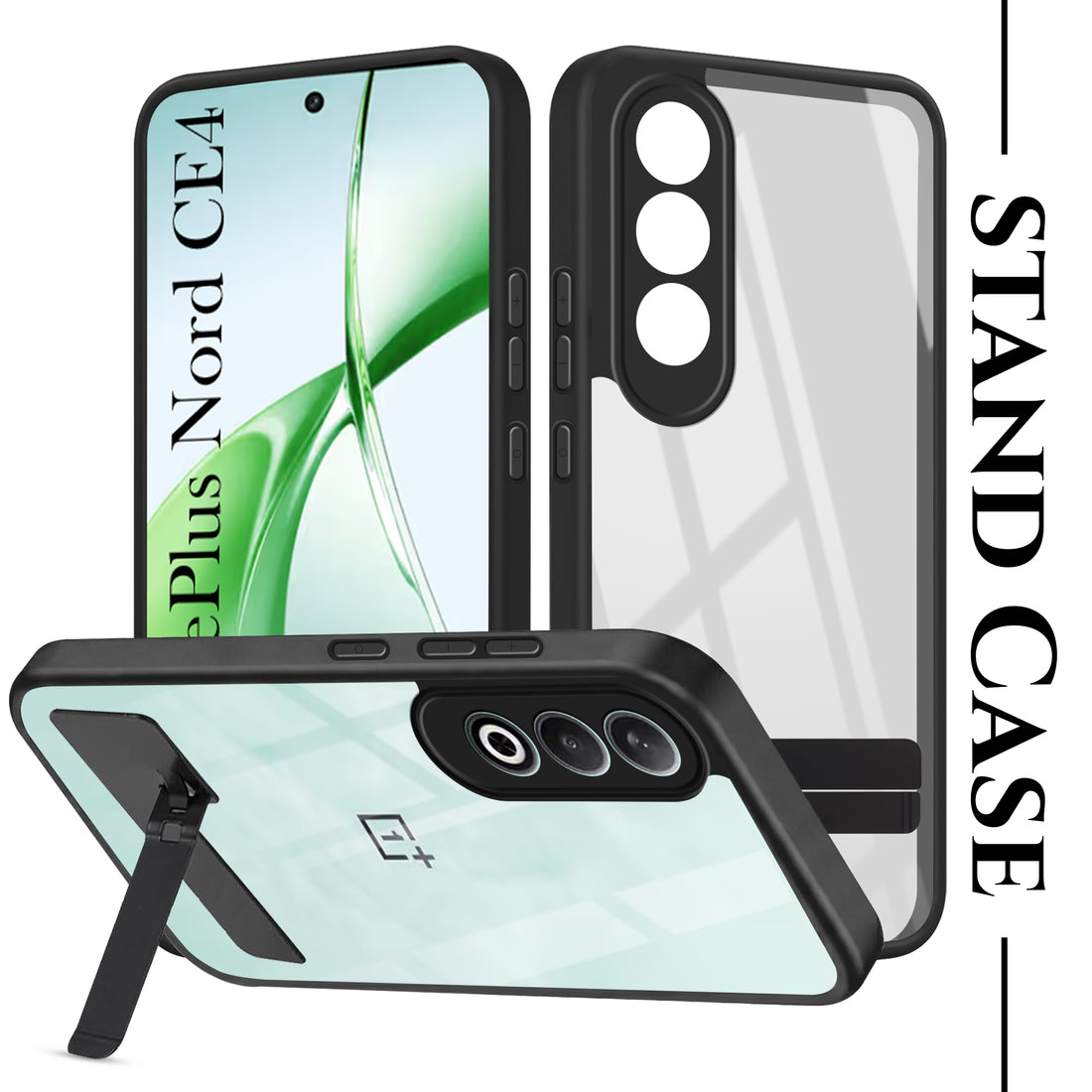 For Oneplus Nord CE 4 Back Cover Case (Built-in Stand | Lifetime Anti Yellow | Kickstand Shockproof | Camera Protection | MagSafe Compatible)