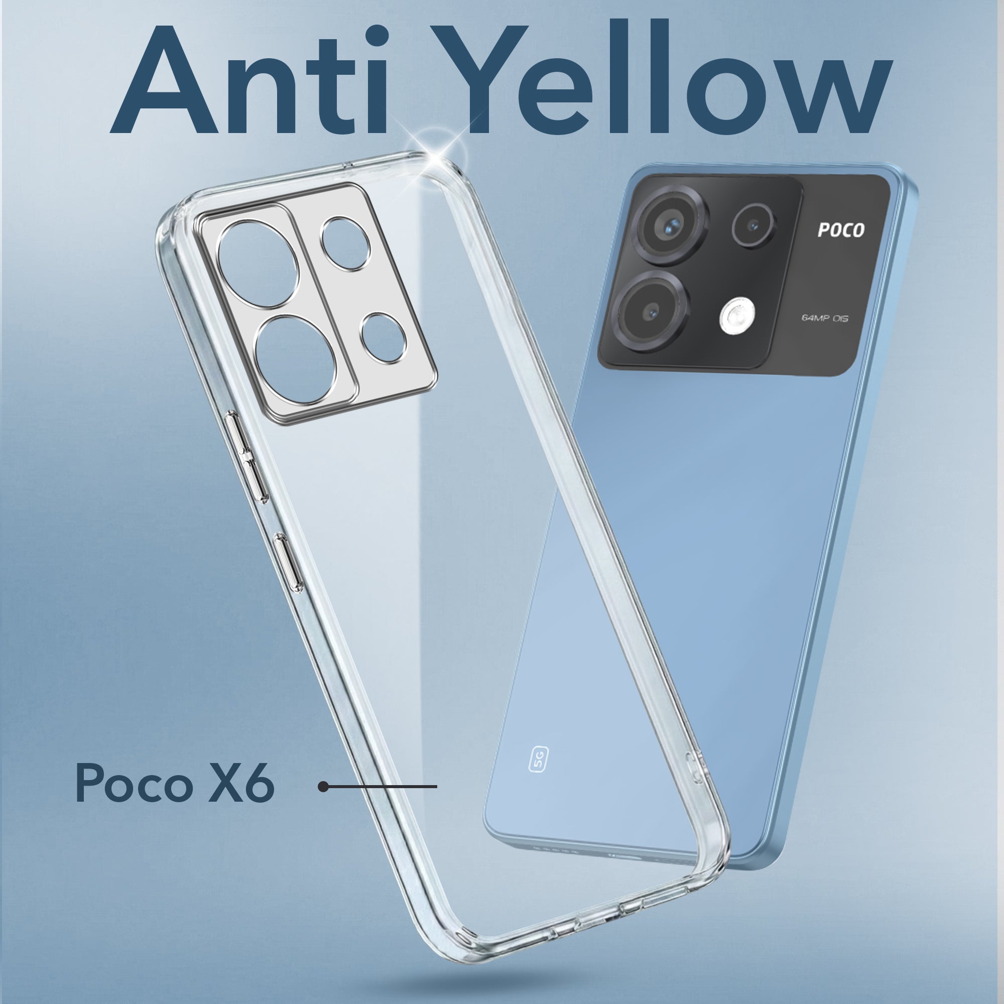 For Poco X6 5G Back Cover (Hard Anti Yellow Clear Case | Drop & Camera Protection | Shockproof Polycarbonate)