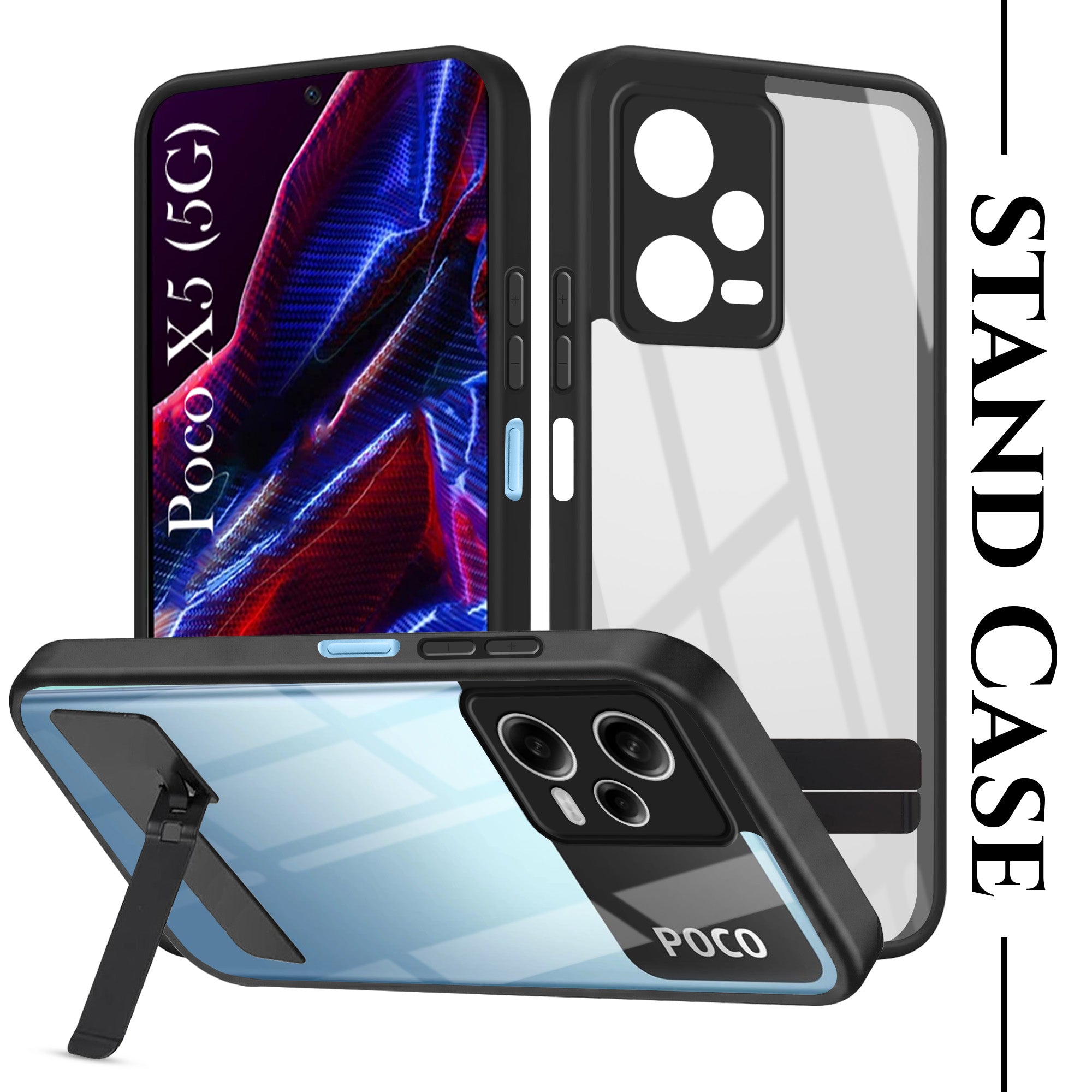 For Xiaomi Poco X5 5G Back Cover Case (Built-in Stand | Lifetime Anti Yellow | Kickstand Shockproof | Camera Protection | MagSafe Compatible)