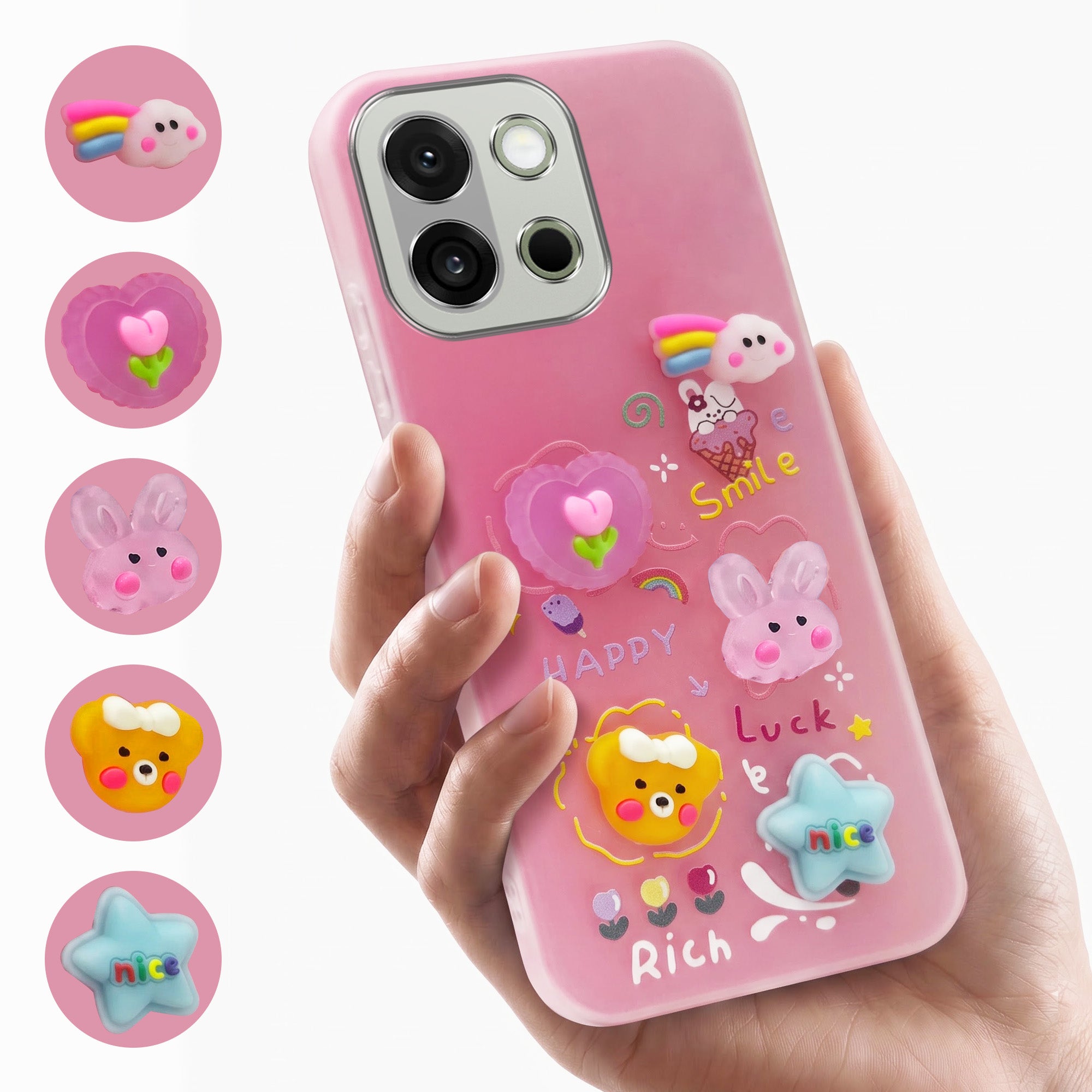 For OnePlus 13S Back Cover Case (3D Cute Cartoons | Hard Back Side Soft | Matte Premium Finish | HD Printing)