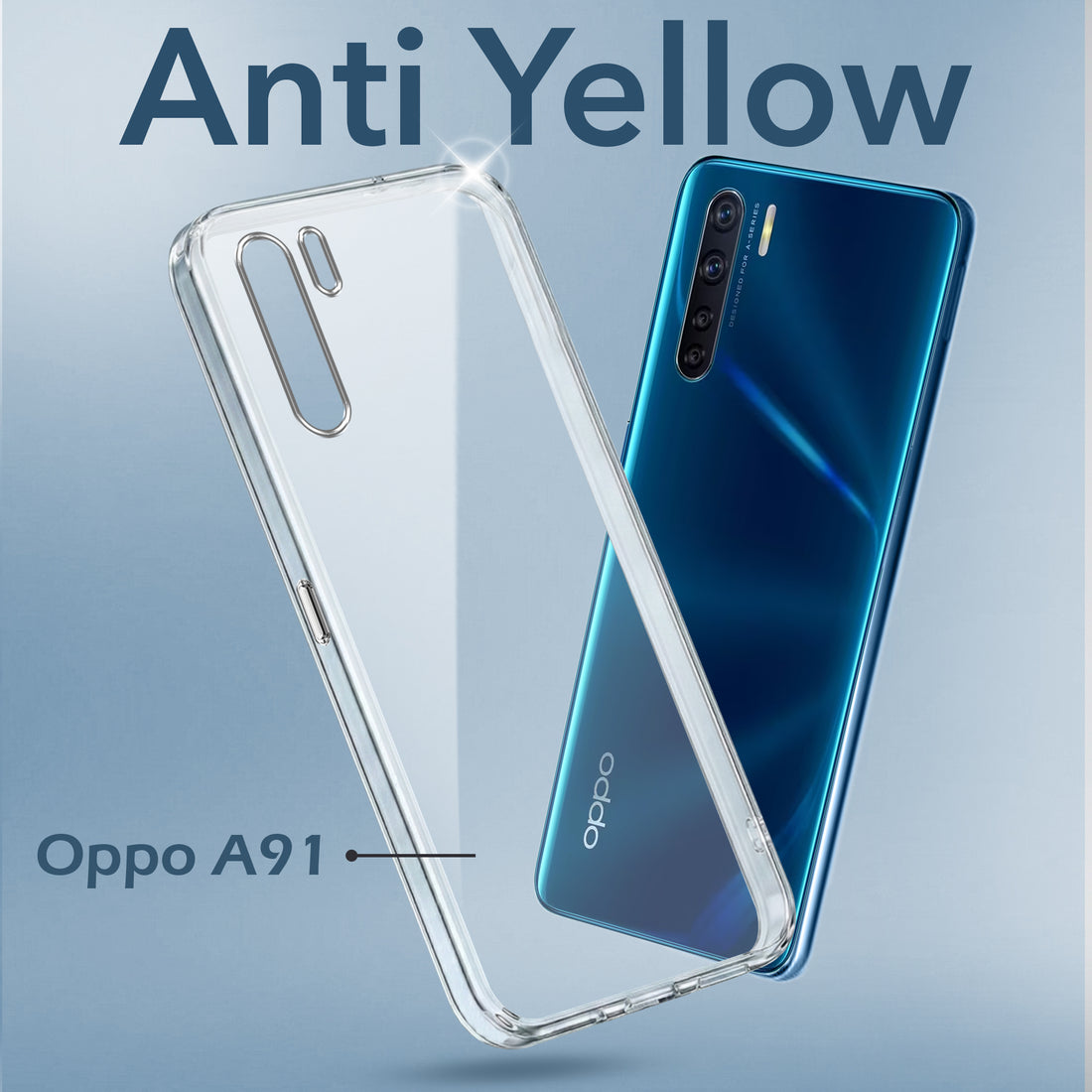For Oppo A91 Back Cover Case (Hard Anti Yellow Clear Case | Sleek Hard Crystal Clear | Drop & Camera Protection | Shockproof Polycarbonate)
