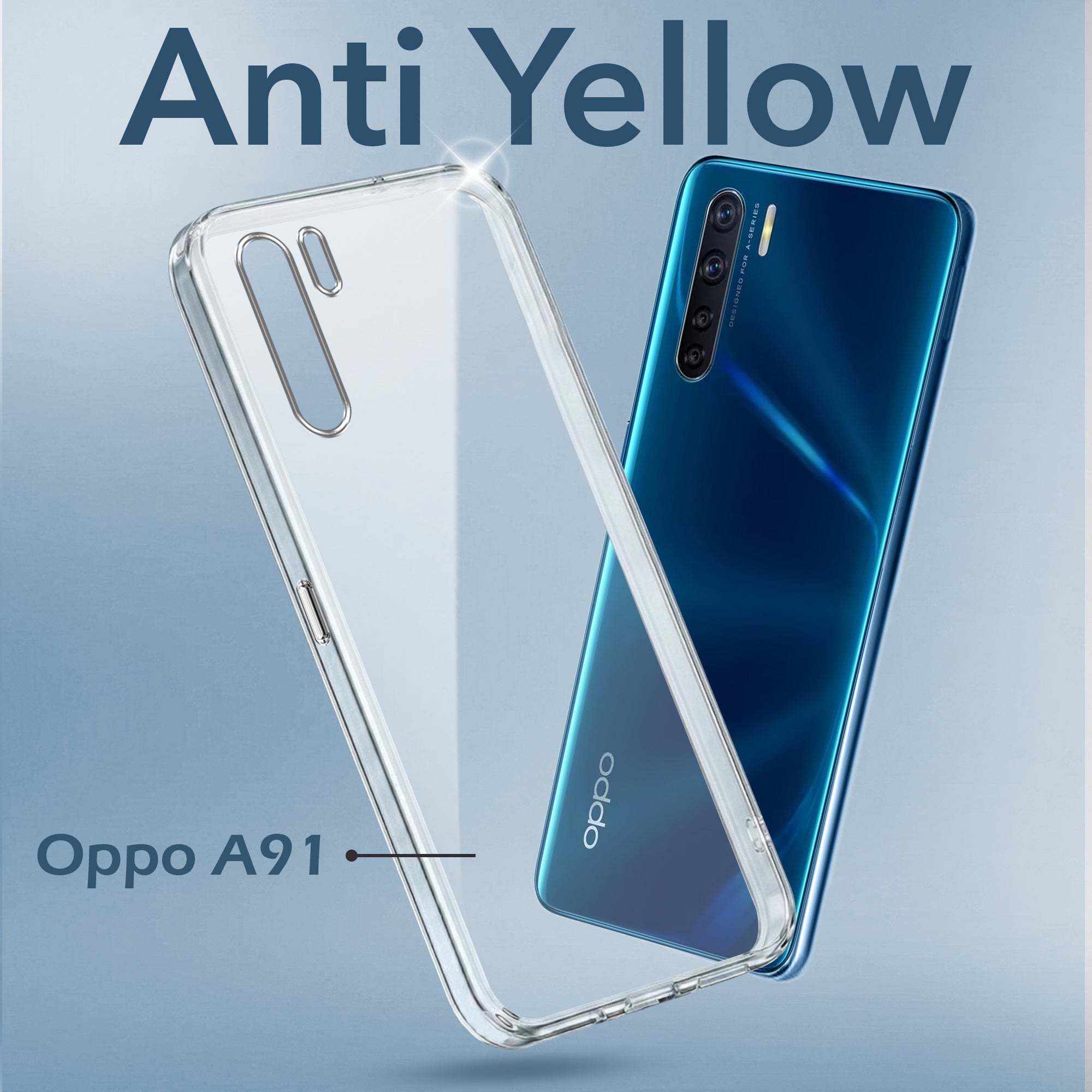 For Oppo A91 Back Cover Case (Hard Anti Yellow Clear Case | Sleek Hard Crystal Clear | Drop & Camera Protection | Shockproof Polycarbonate)