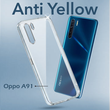For Oppo A91 Back Cover Case (Hard Anti Yellow Clear Case | Sleek Hard Crystal Clear | Drop & Camera Protection | Shockproof Polycarbonate)